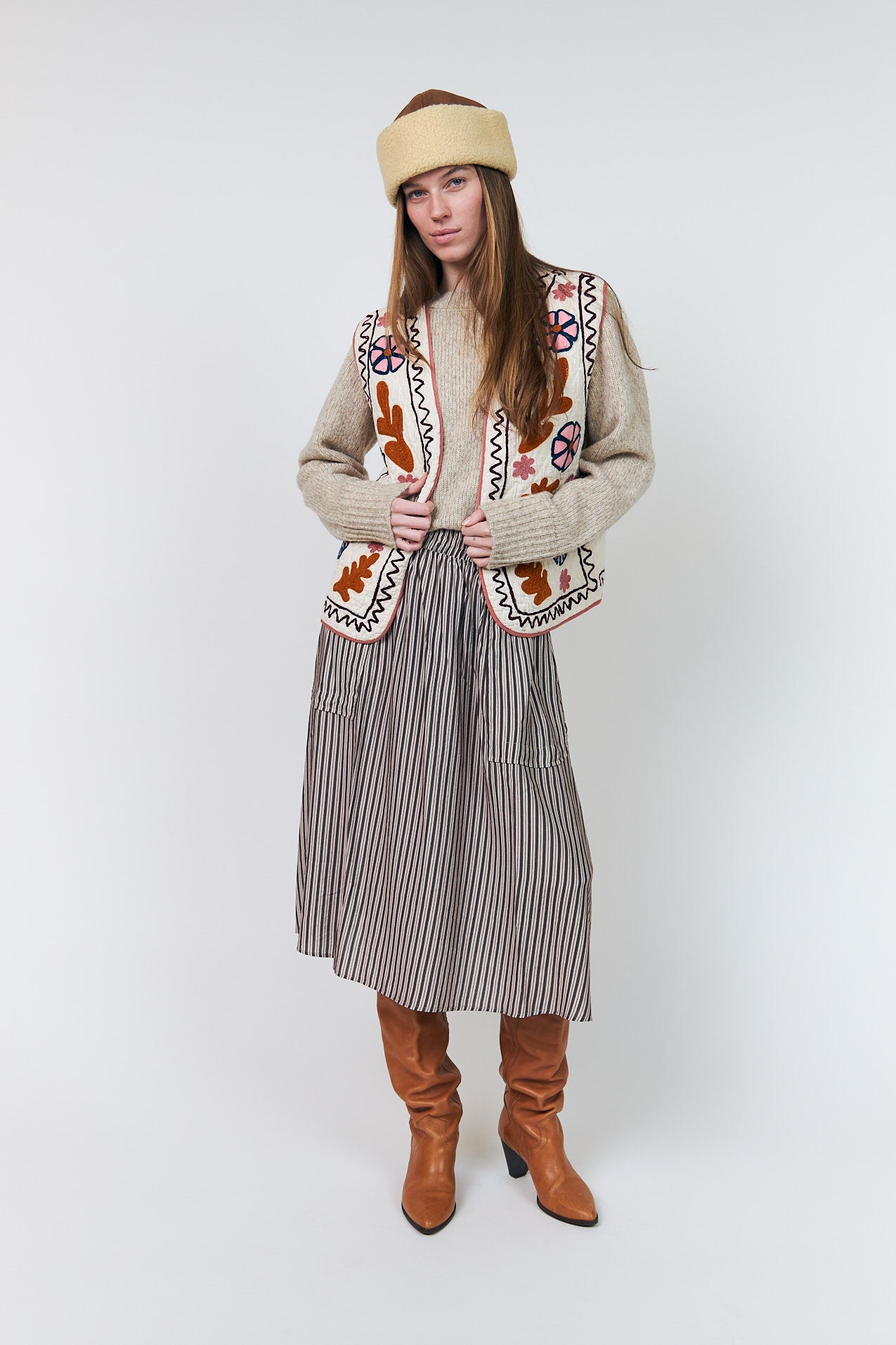 Lollys Laundry AkaneLL Midi Rock Skirt 08 Beige