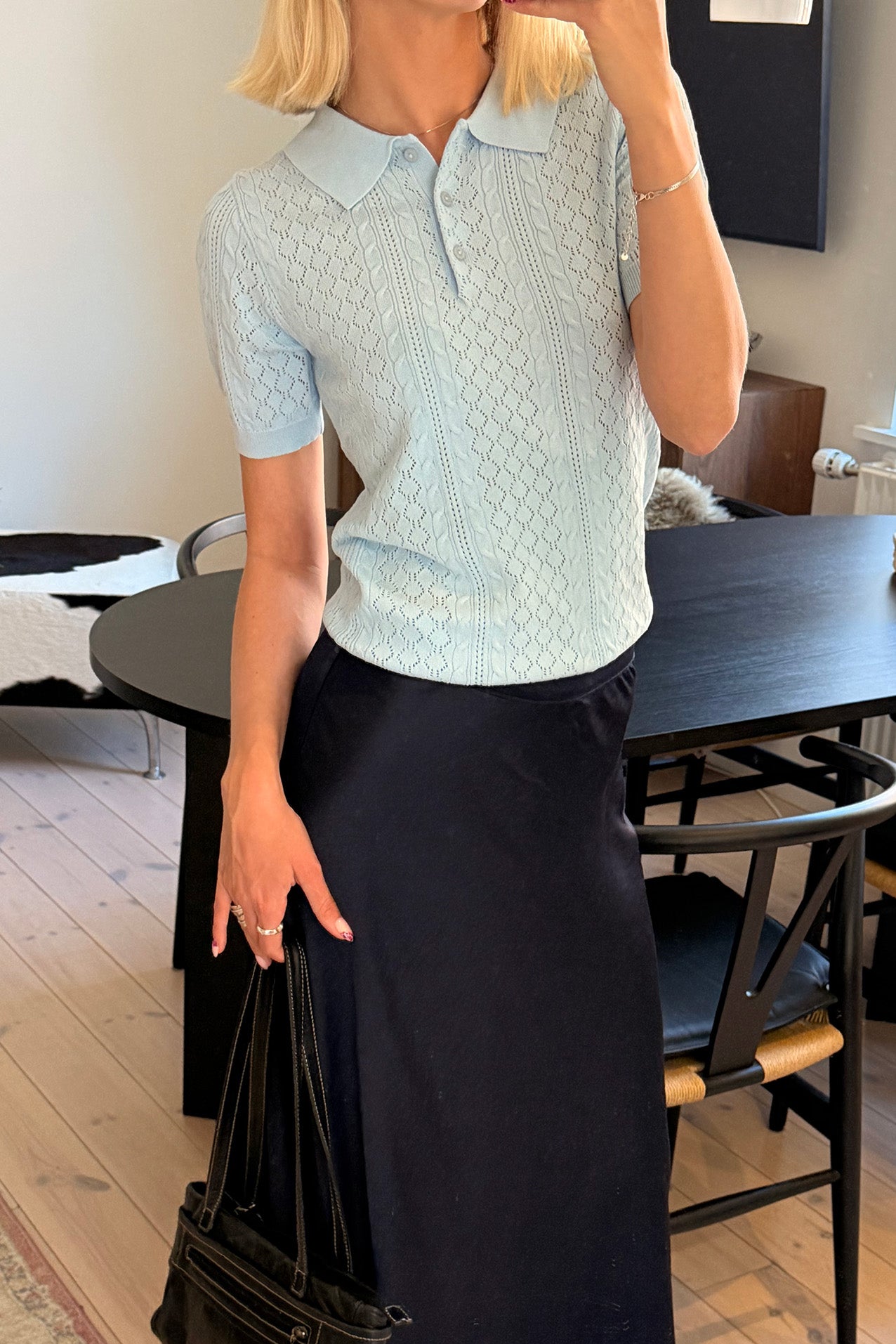 AlaiaLL Strickpolo - Hellblau