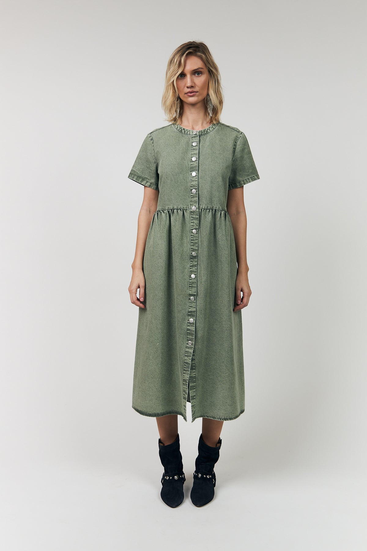 Lollys Laundry AliyaLL Midi Kleid Dress Gedämpftes Grün