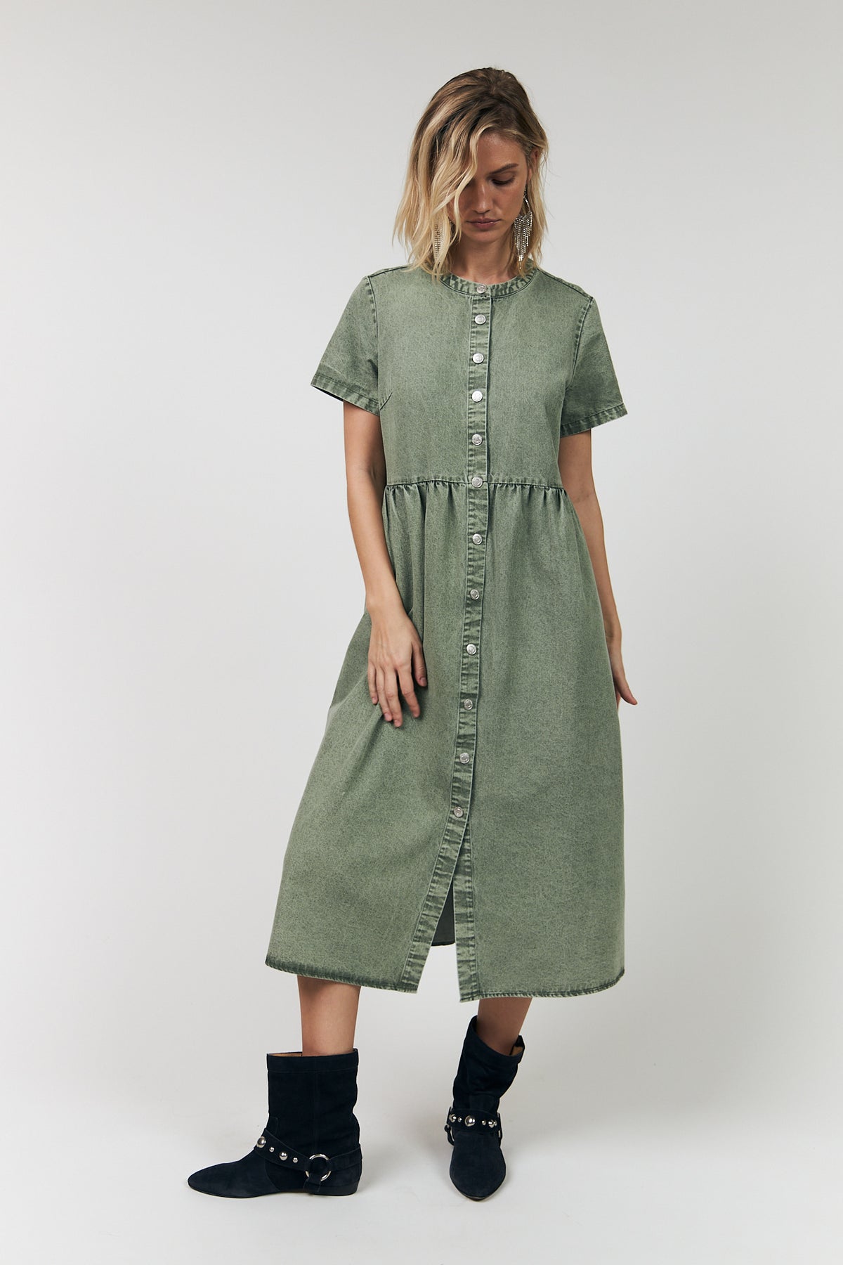 Lollys Laundry AliyaLL Midi Kleid Dress Gedämpftes Grün