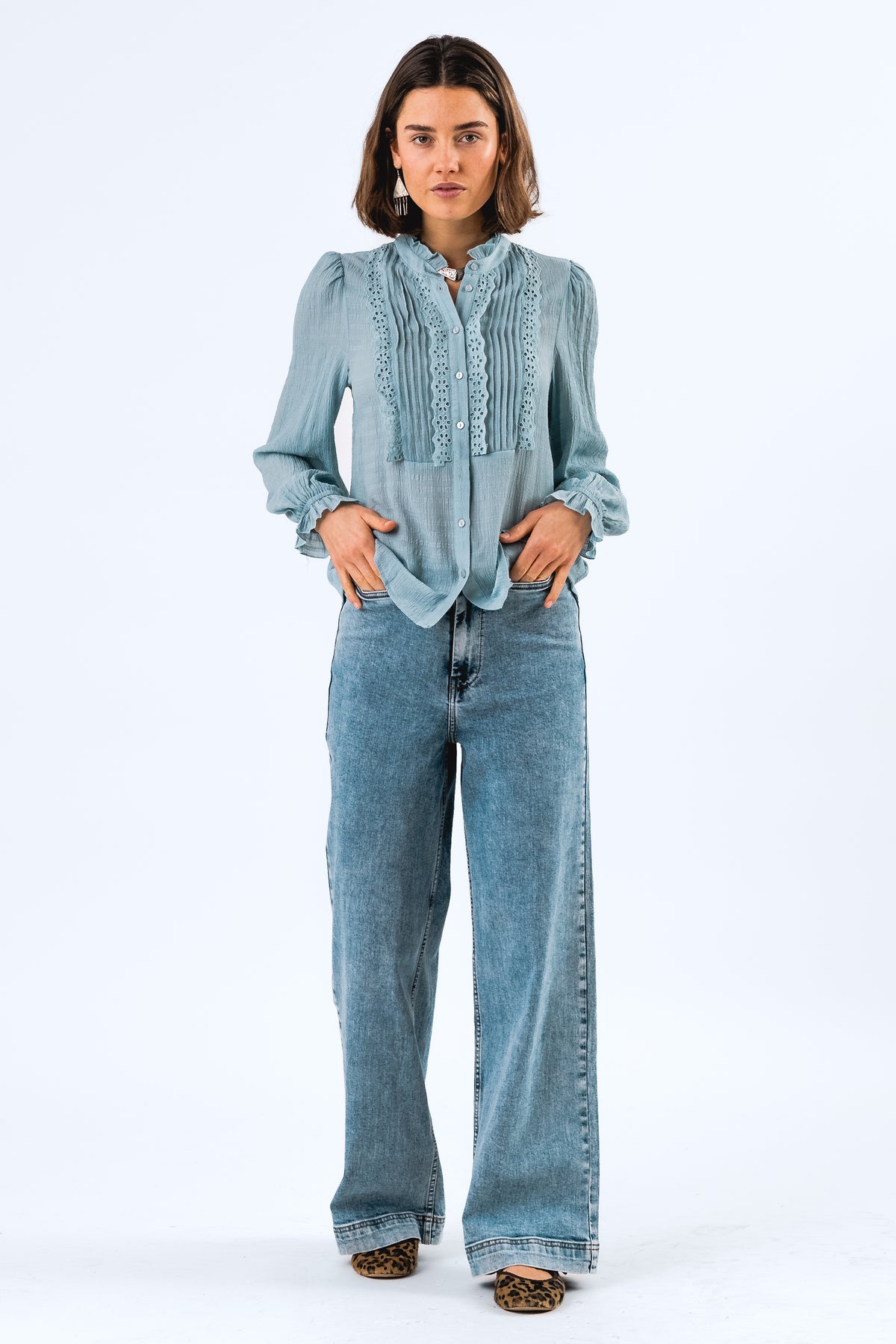 Lollys Laundry ArielLL Hemdbluse Shirt Gedämpftes Blau