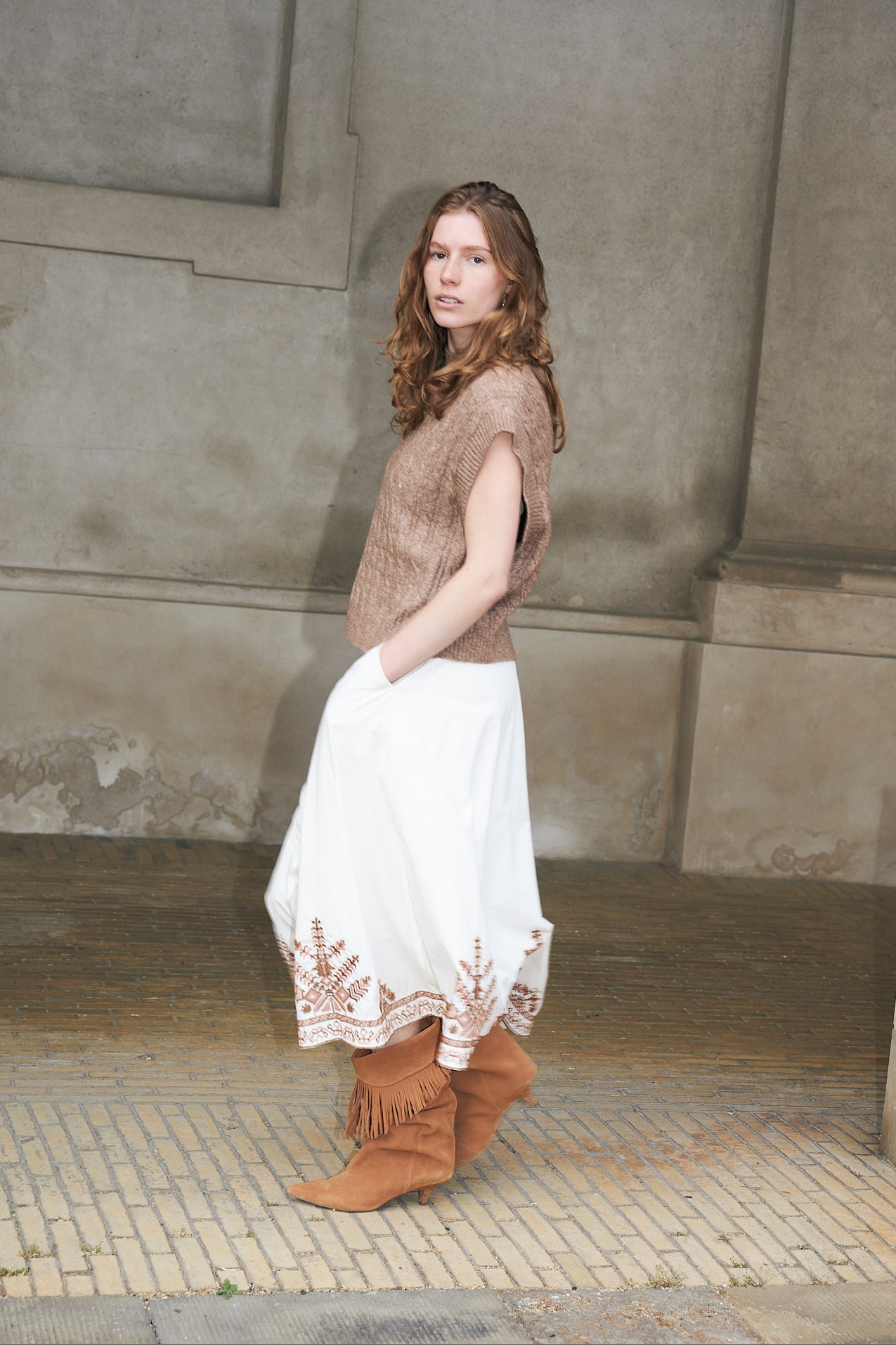 Lollys Laundry BristolLL Midi Rock Skirt Creme