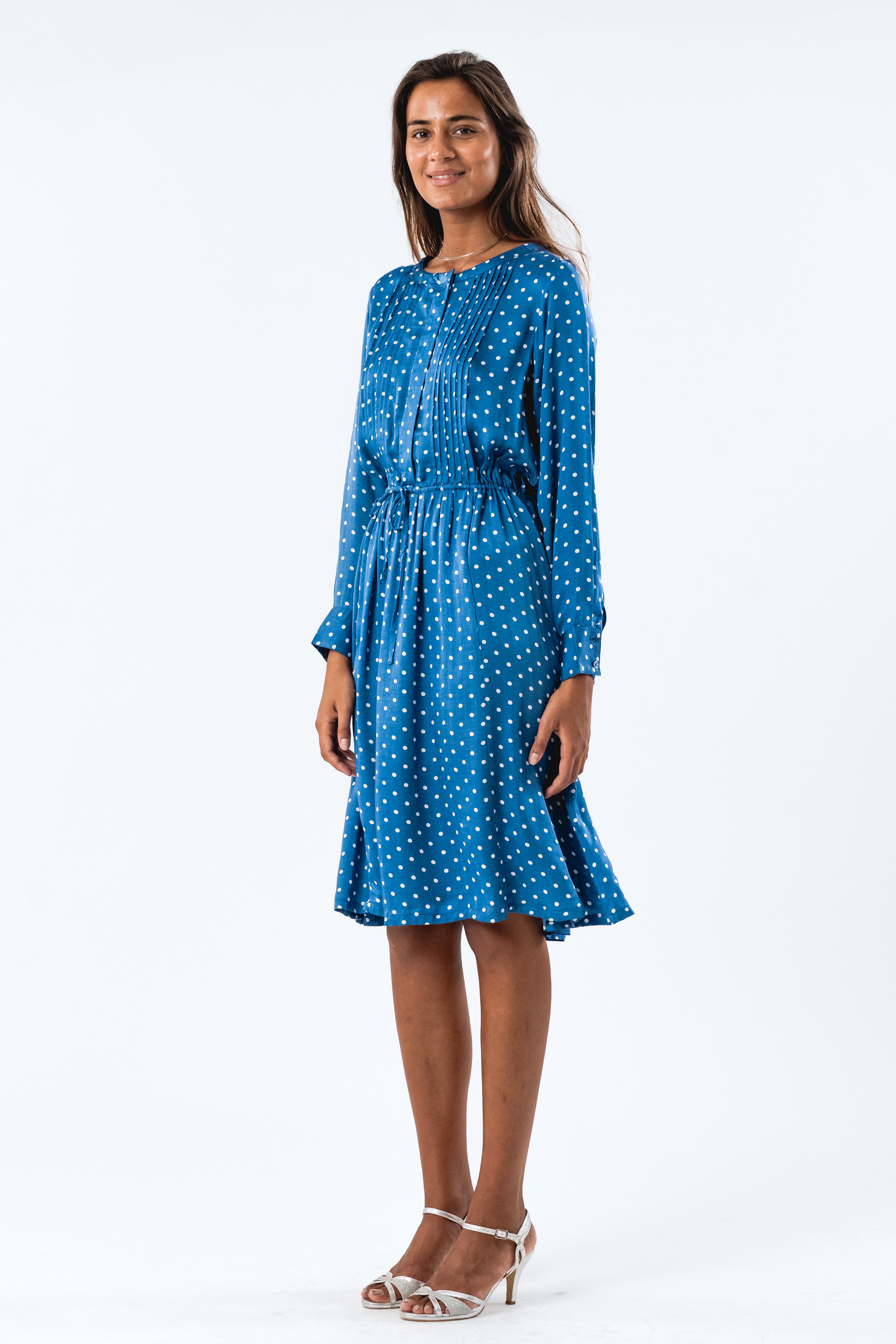 FionaLL Midi Dress LS - Dot Print