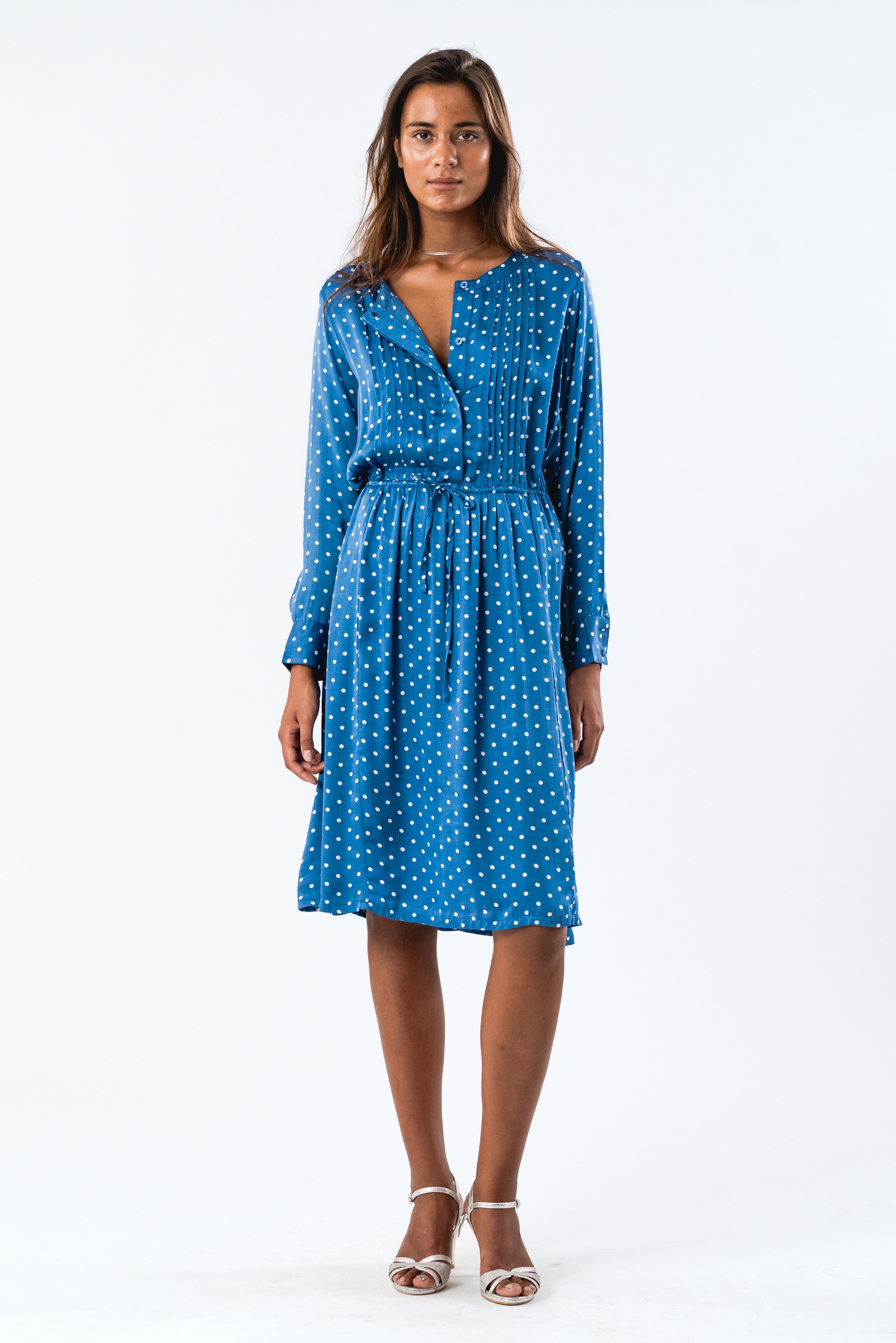 FionaLL Midi Dress LS - Dot Print