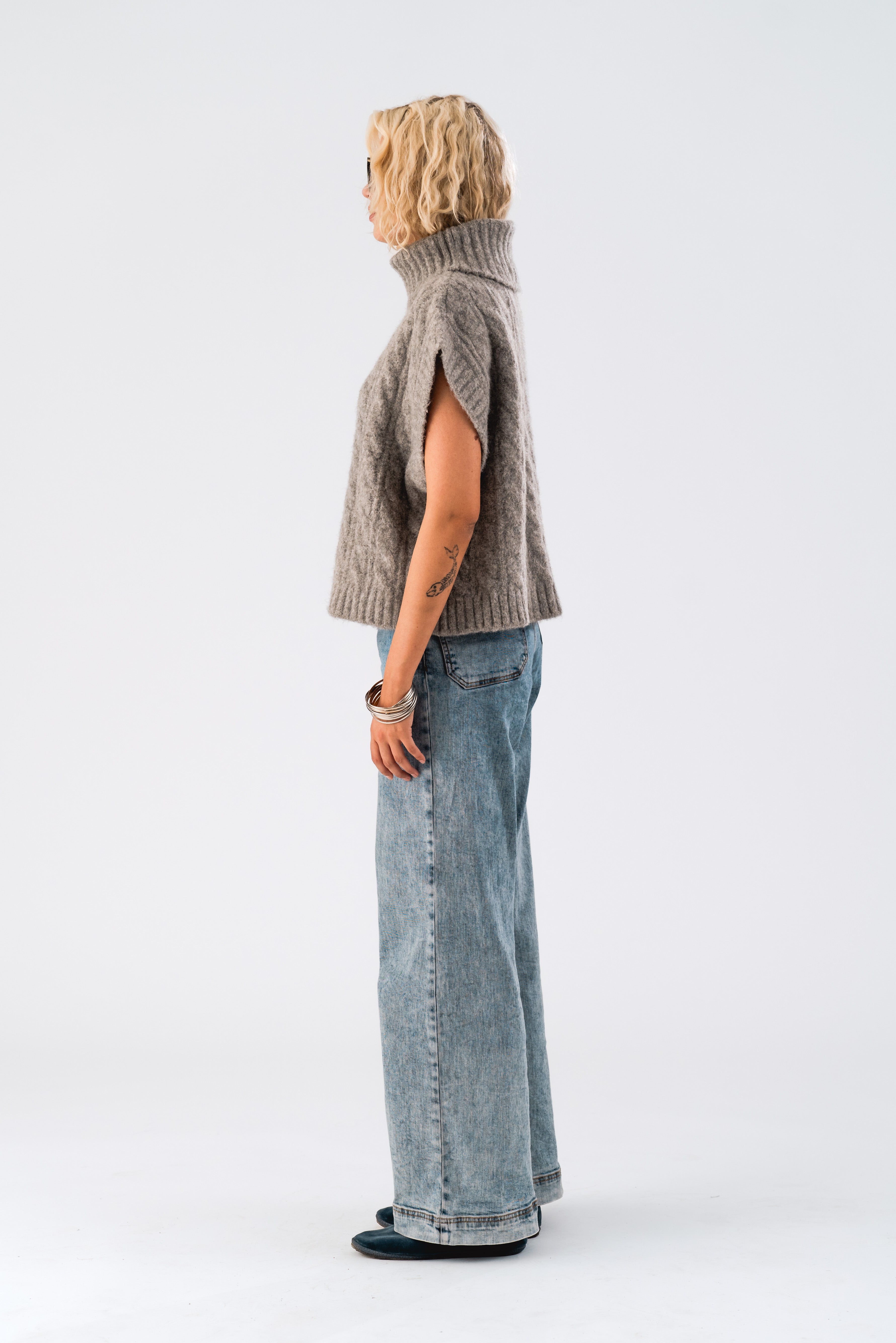 FresnoLL Knit Vest SL - Dark Grey Melange