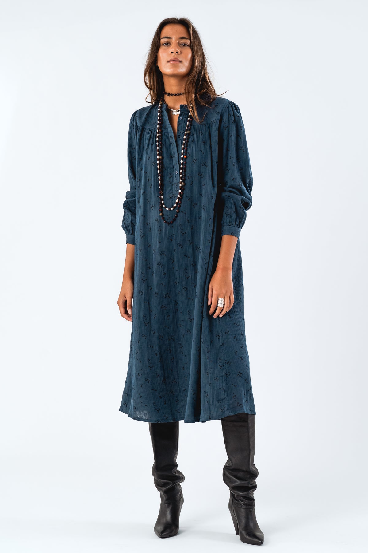 Lollys Laundry JessLL Midi Dress LS Dress Dunkelblau