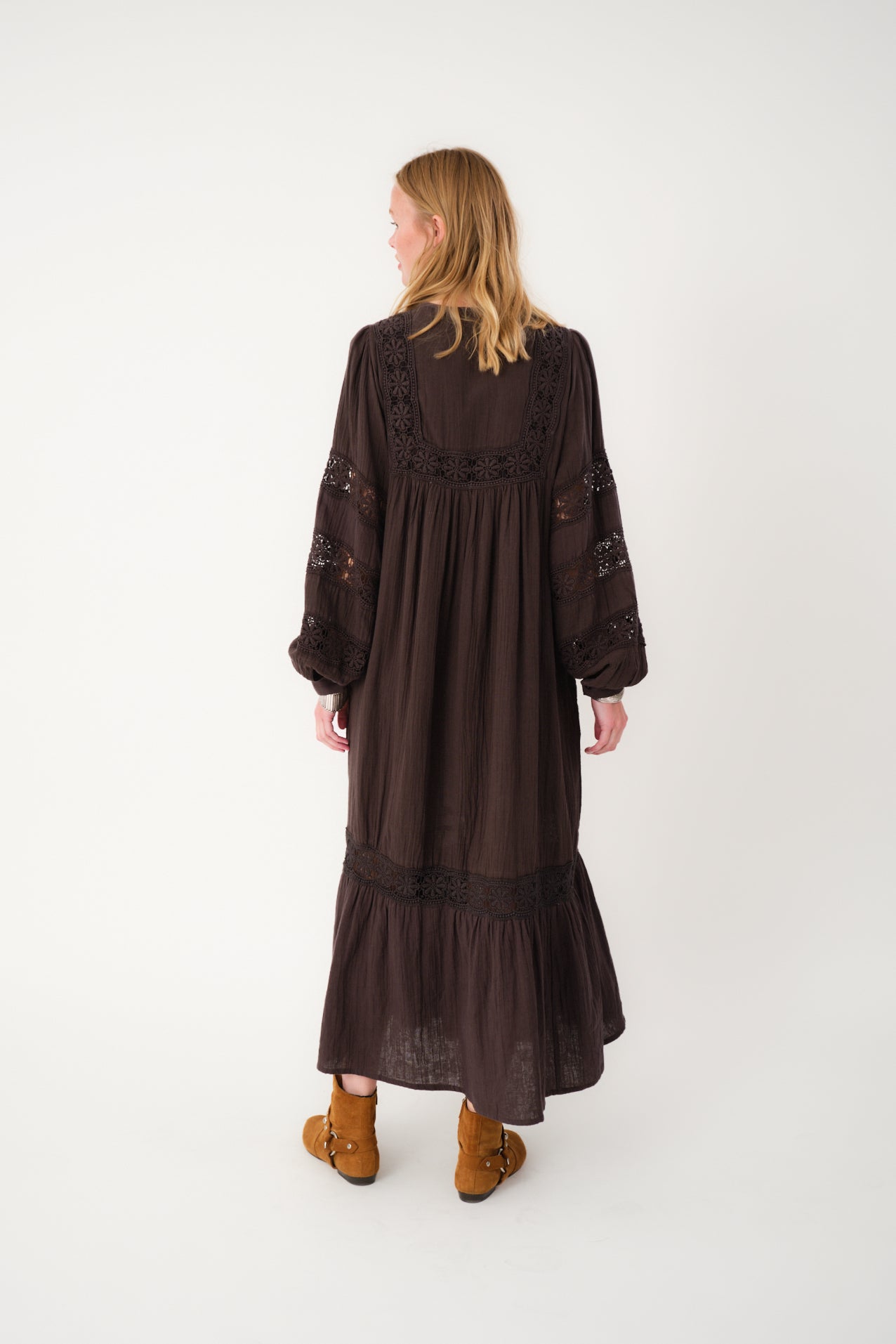 Lollys Laundry LatourLL Lace Maxi Kleid Dress 87 Dark Mokka