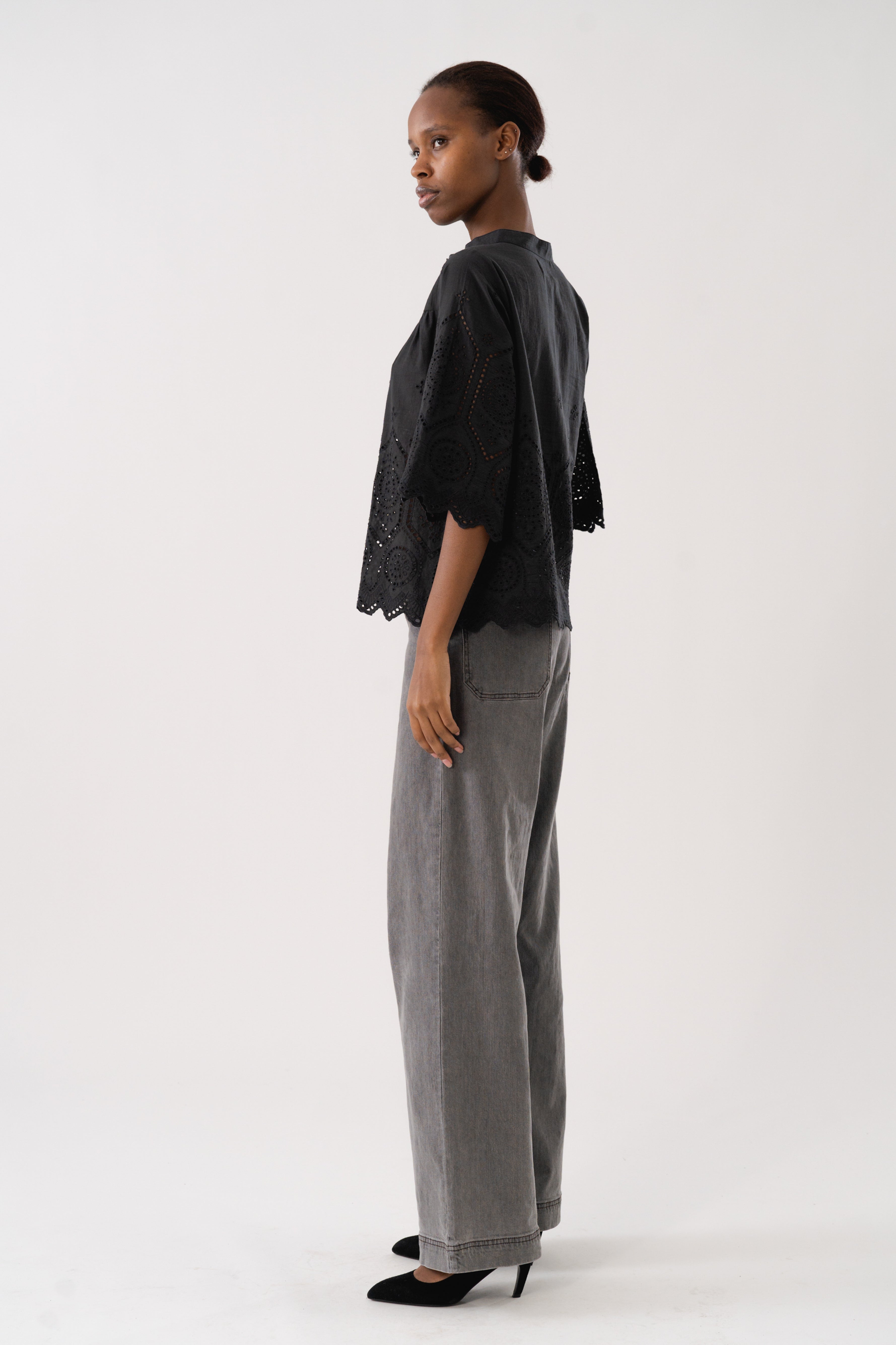 LouiseLL Blouse SS - Washed Black