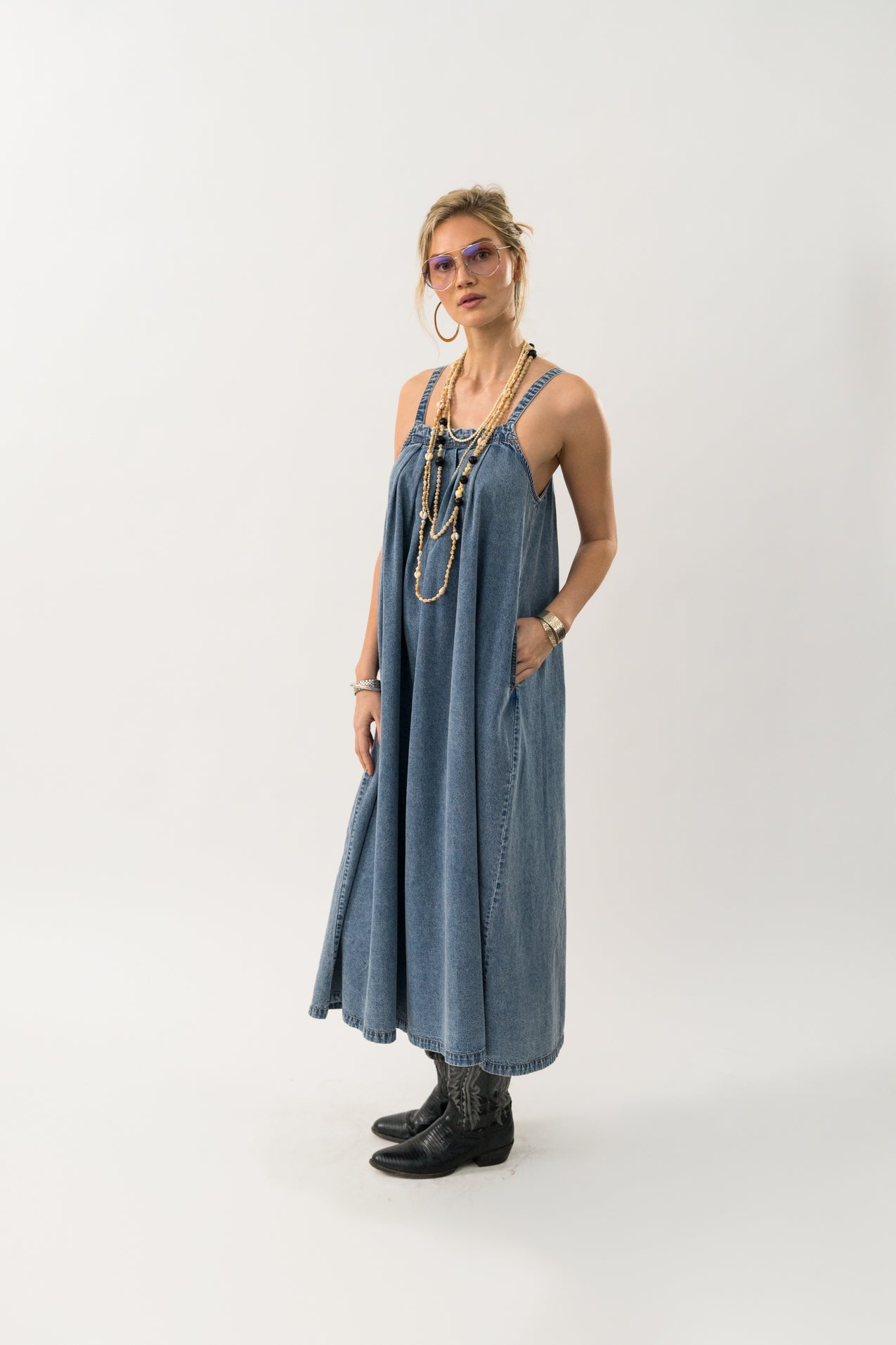 Lollys Laundry LungoLL Maxi Kleid Dress 100 Washed Denim
