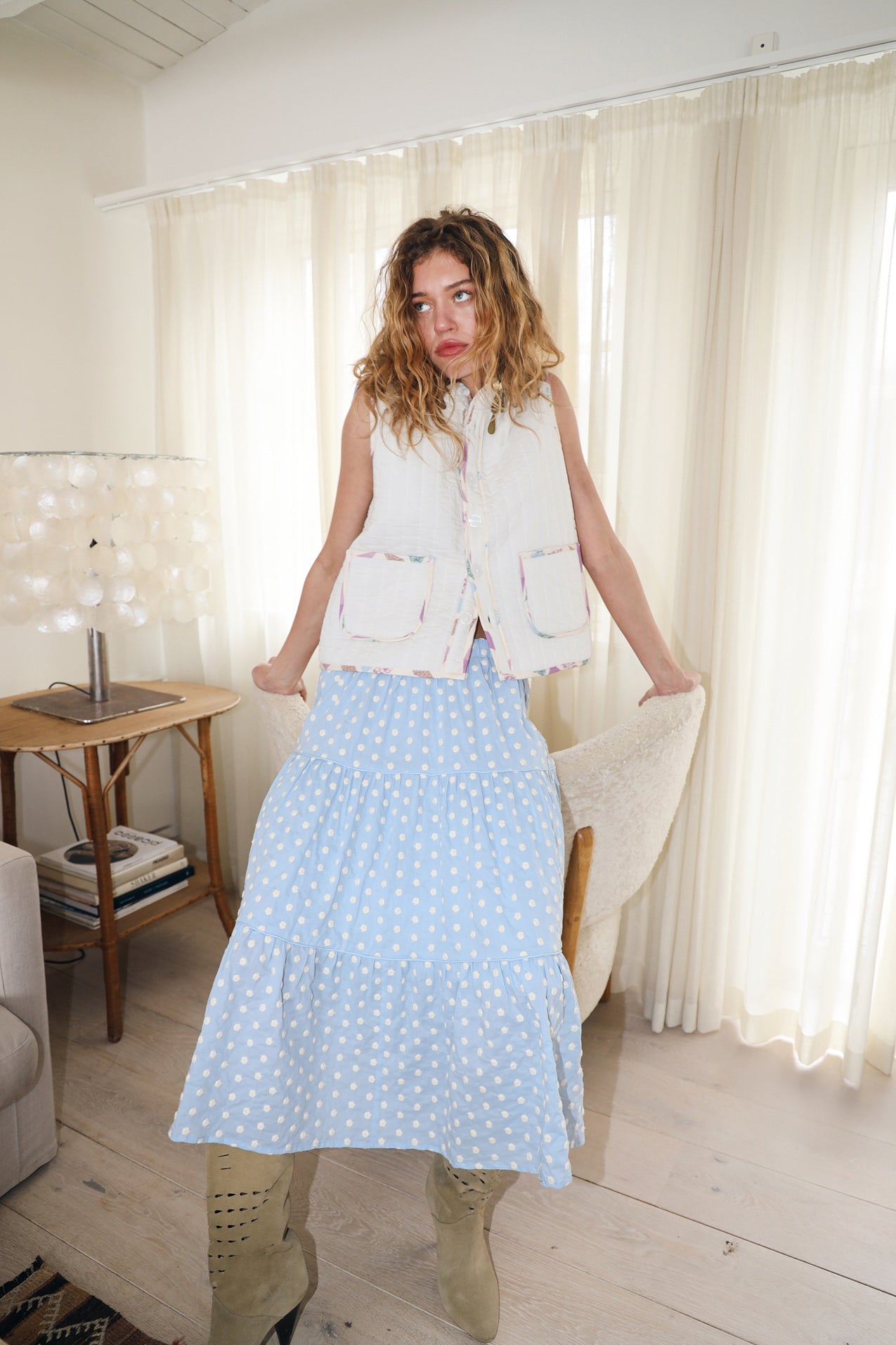 Lollys Laundry MorningLL Midi Rock Skirt Hellblau