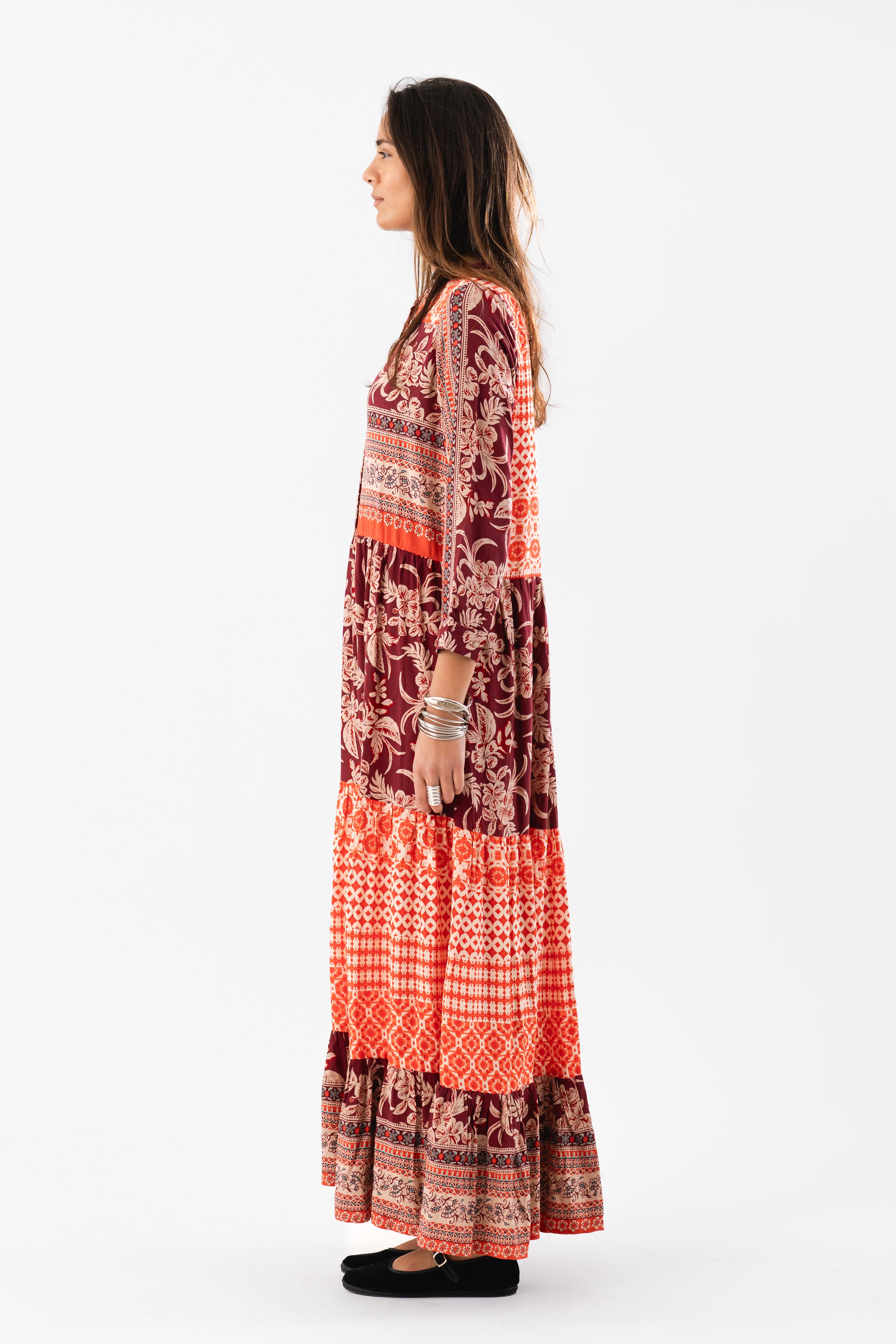 Lollys Laundry NeeLL Maxi Dress LS Dress Rot