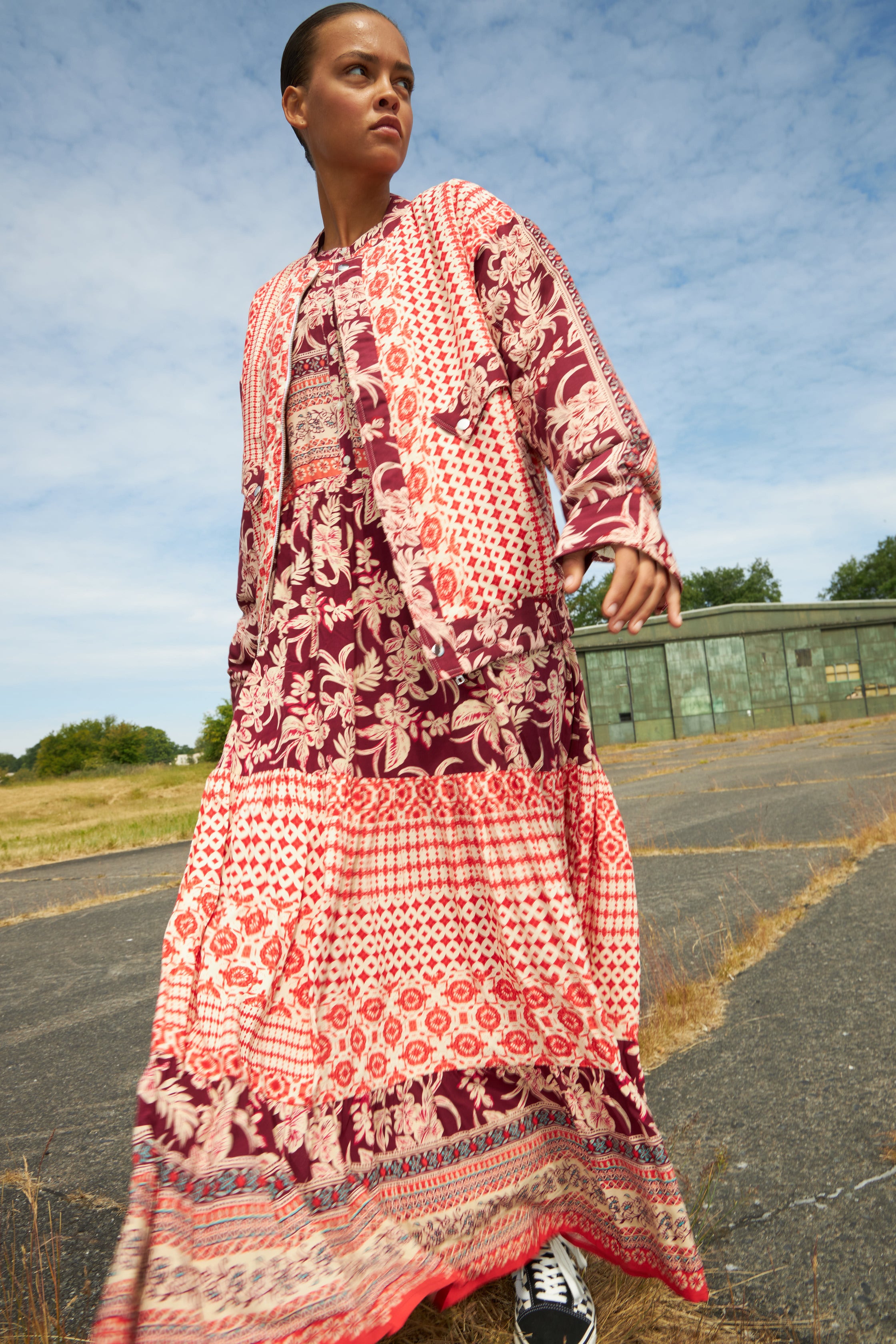 Lollys Laundry NeeLL Maxi Dress LS Dress Rot