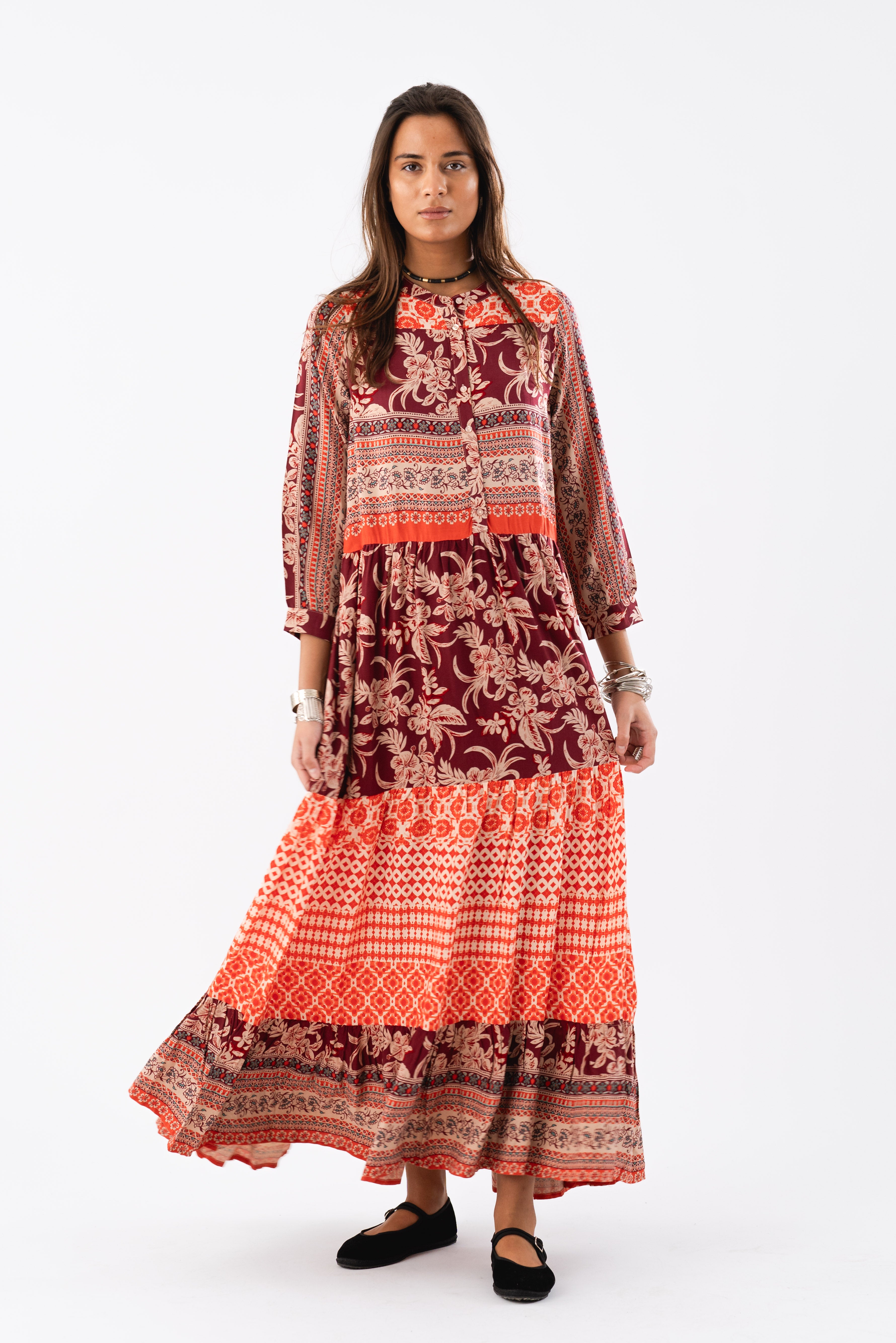 Lollys Laundry NeeLL Maxi Dress LS Dress Rot
