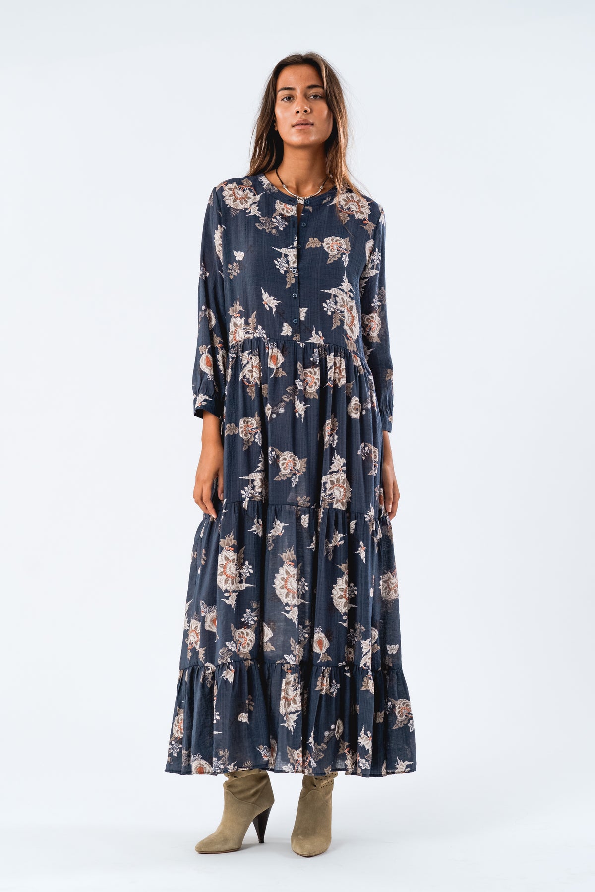 Lollys Laundry NeeLL Maxi Dress LS Dress Dunkelblau