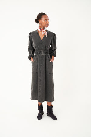 Lollys Laundry ParisLL Midi Kleid Dress 18 Washed Black