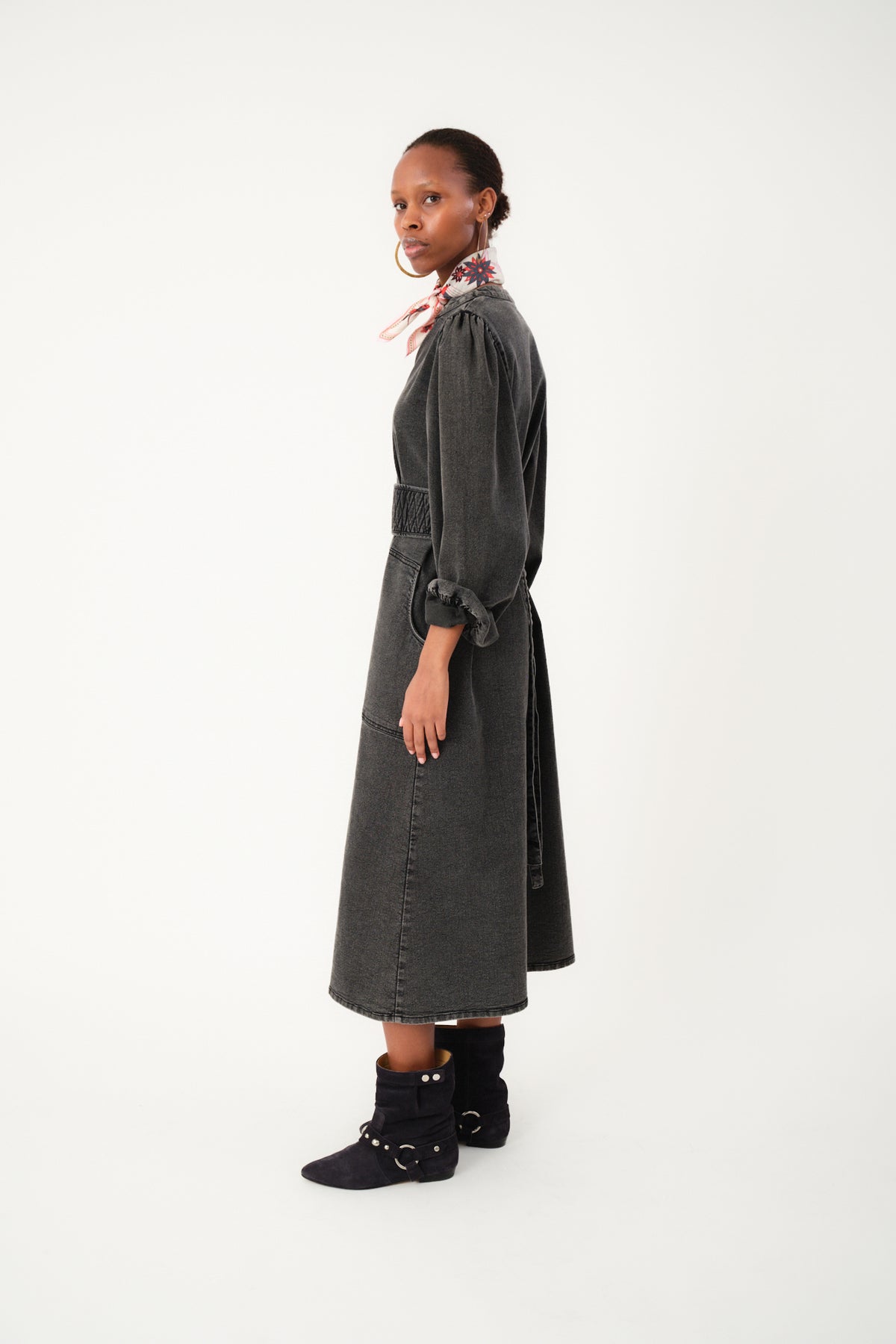 Lollys Laundry ParisLL Midi Kleid Dress Verblasstes Schwarz