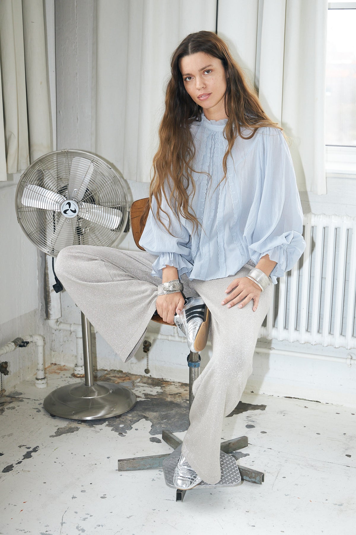 Lollys Laundry PresleyLL Bluse Shirt Gedämpftes Blau