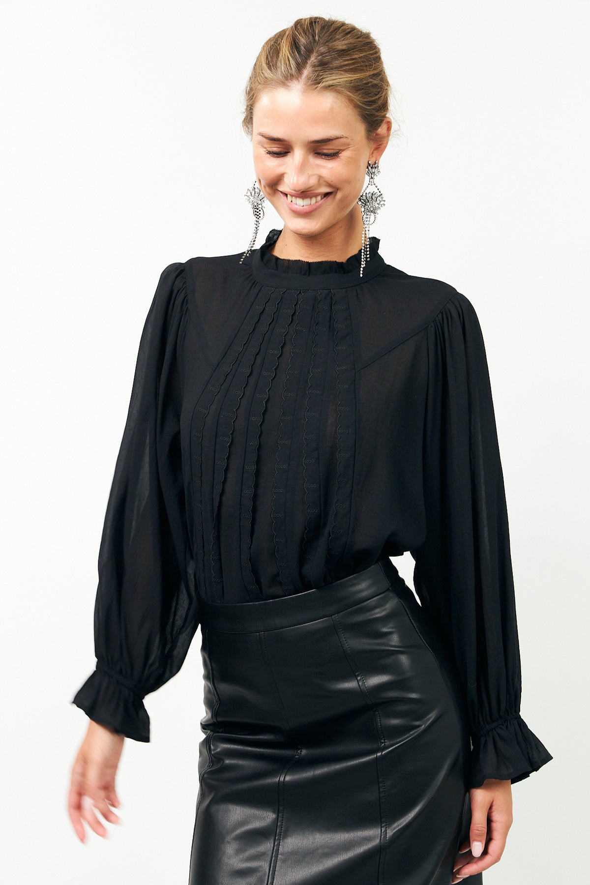 Lollys Laundry PresleyLL Bluse Shirt Verblasstes Schwarz