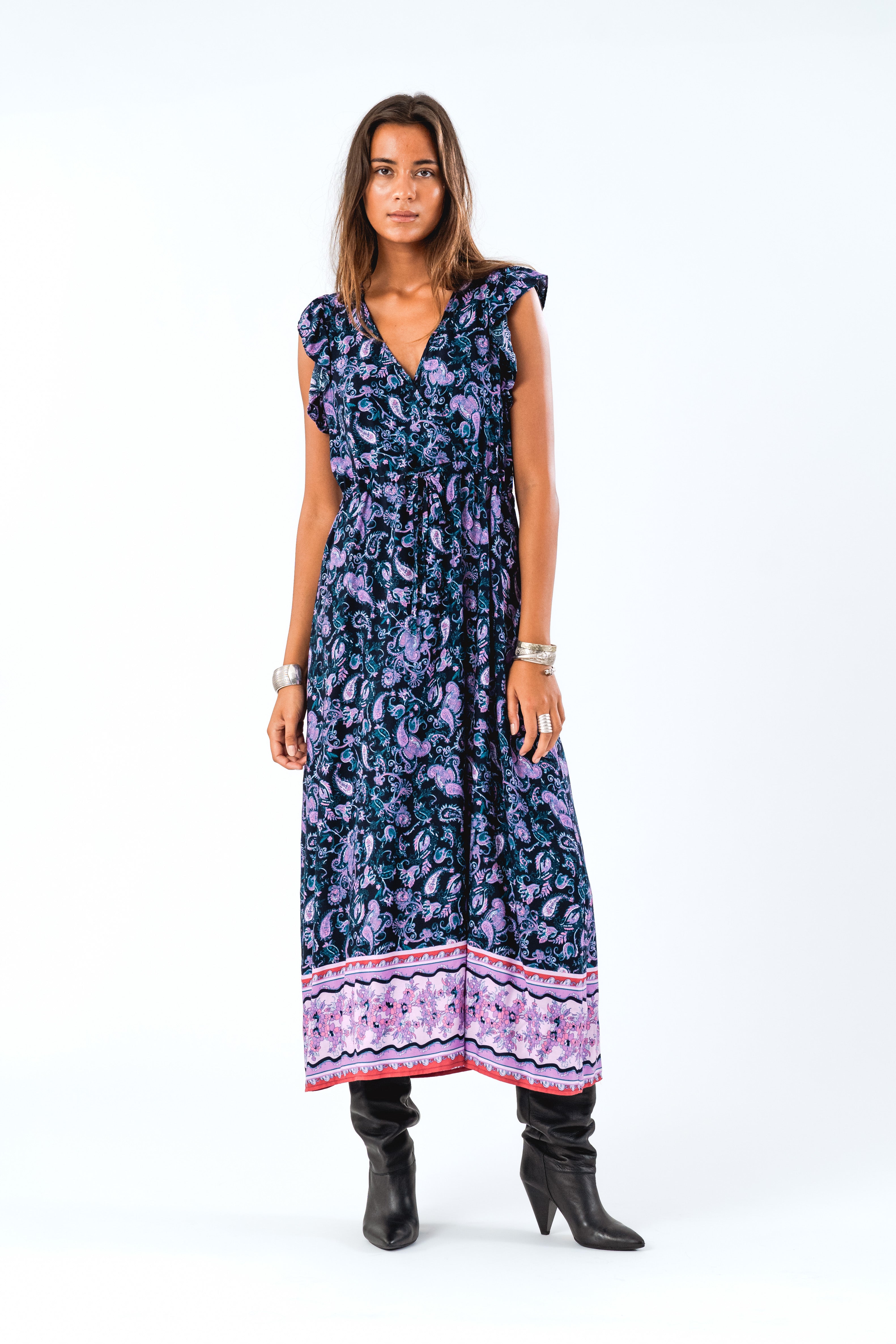 SamoLL Midi Dress SL - Flower Print