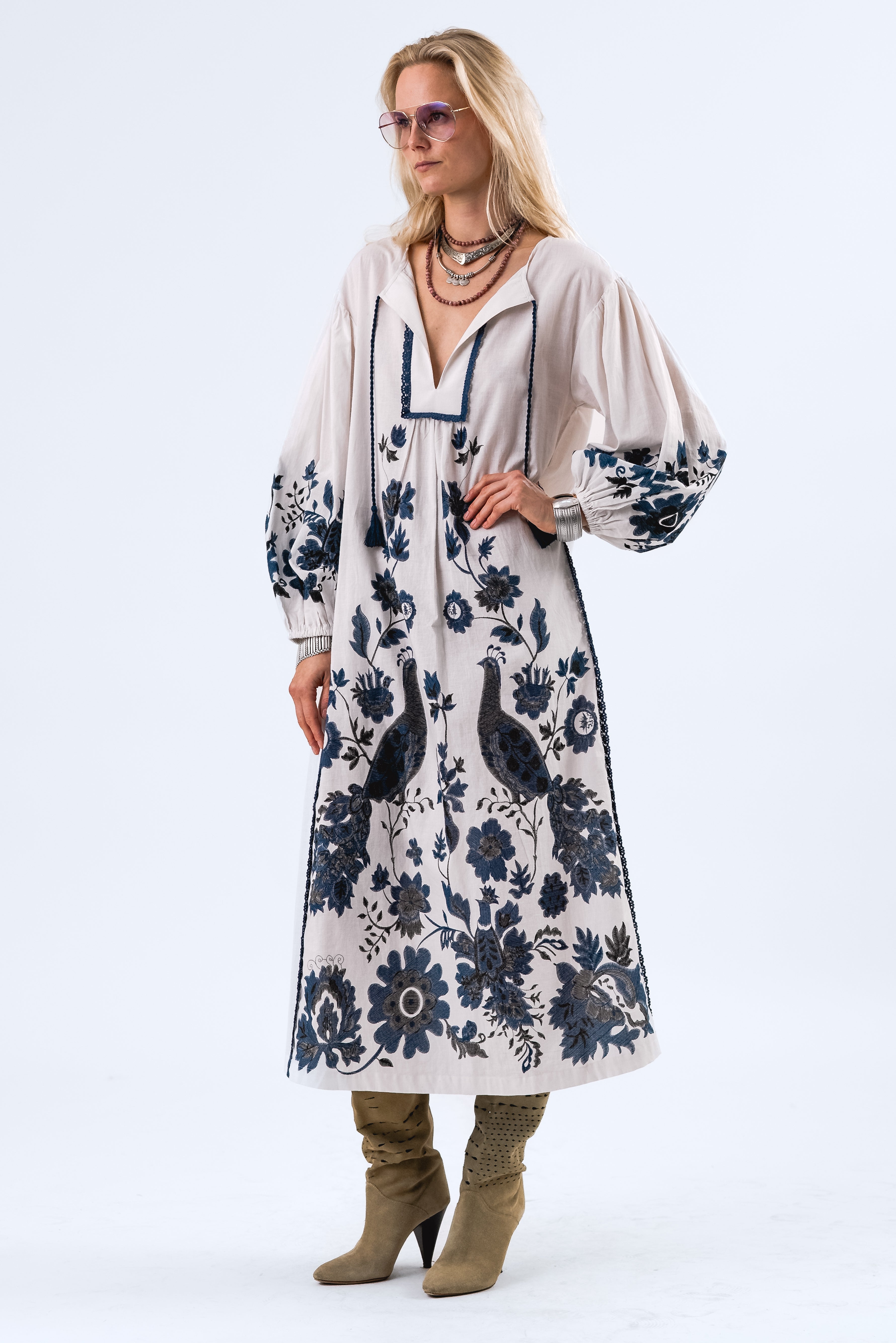 SiloLL Maxi Kleid 3/4 - Creme