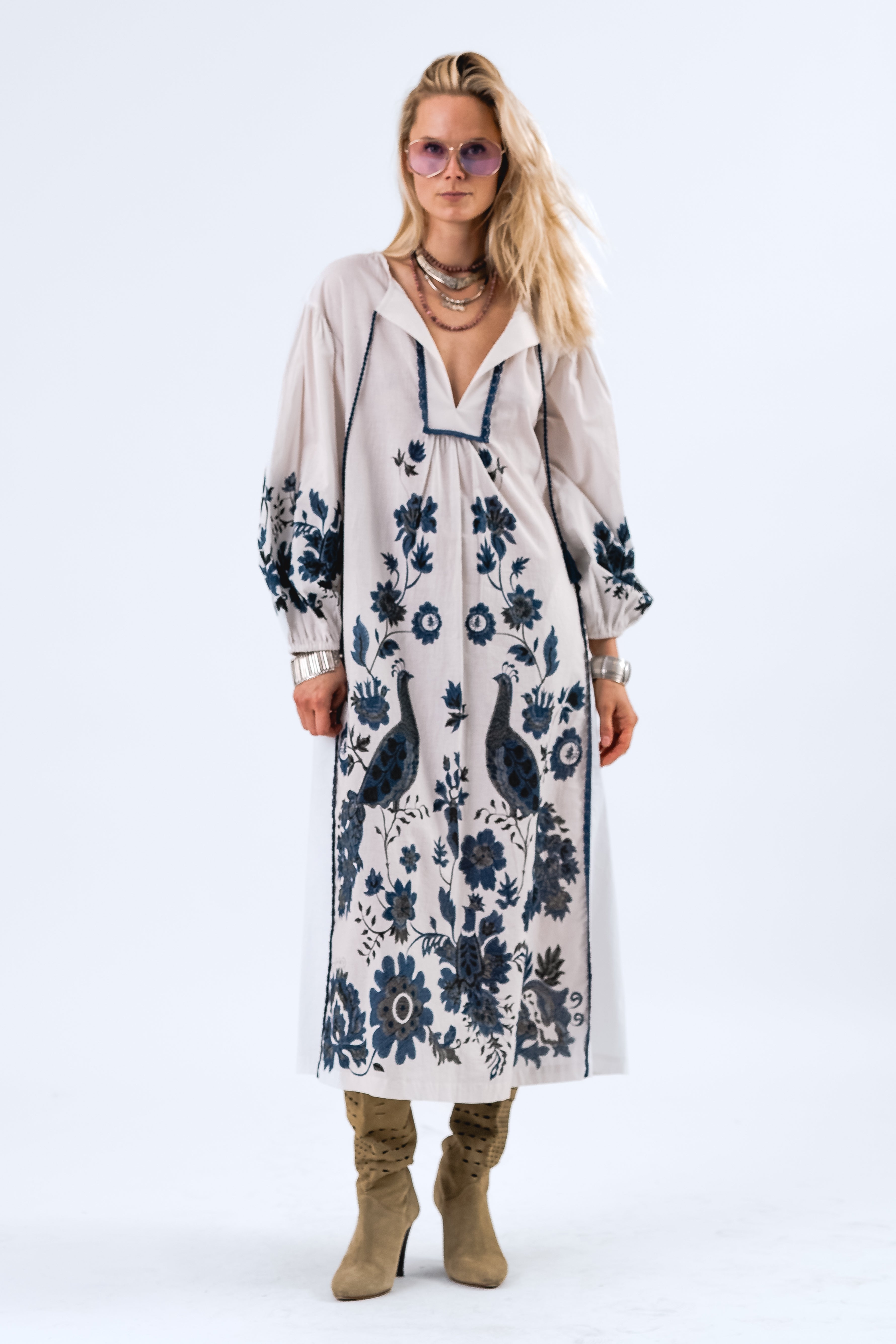 SiloLL Maxi Kleid 3/4 - Creme