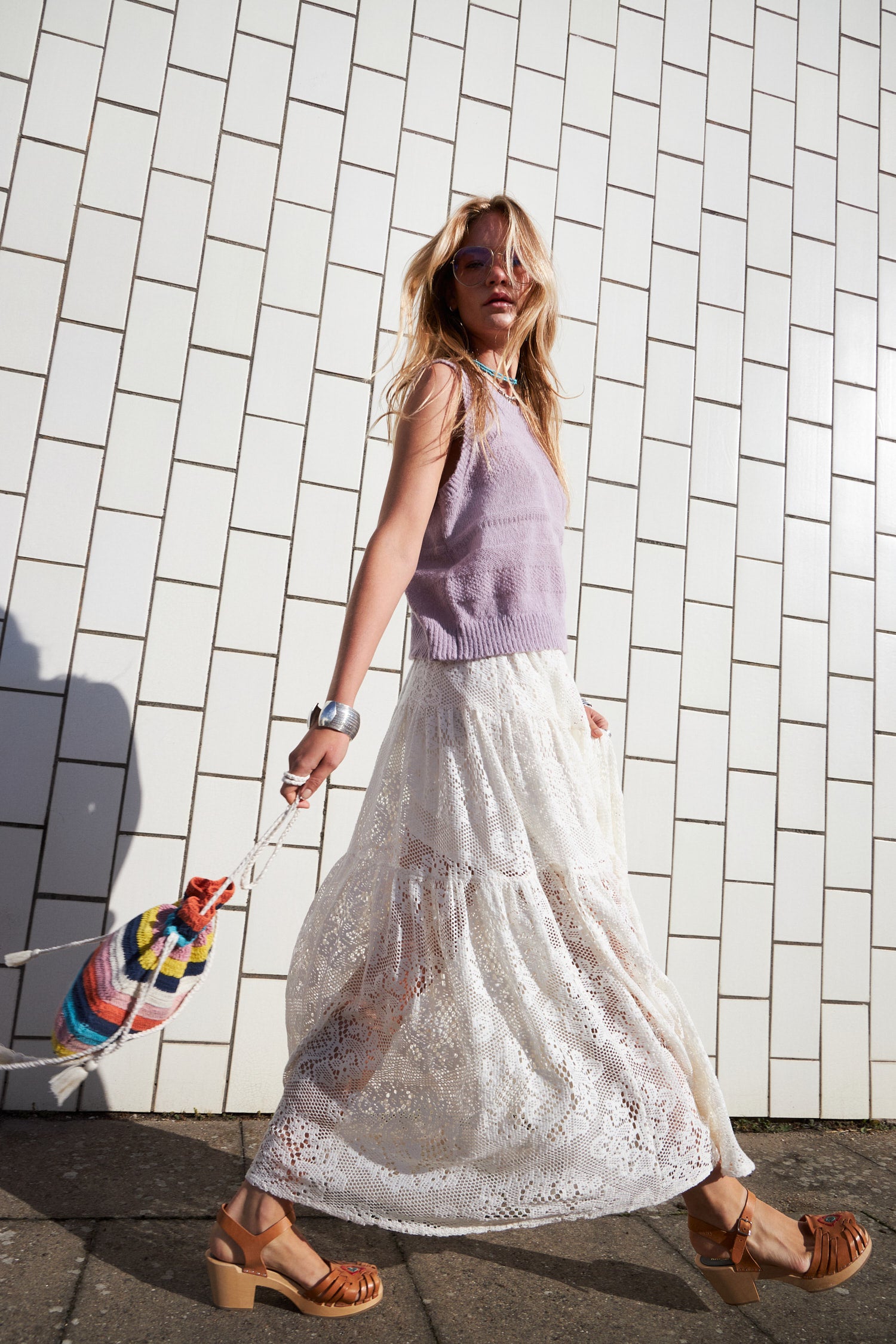 Lollys Laundry SunsetLL Maxi Skirt Skirt 02 Creme