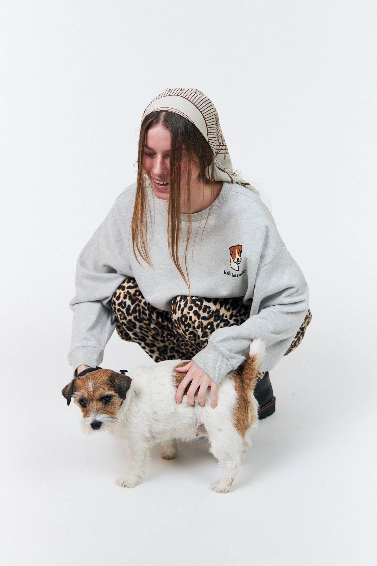 Lollys Laundry SydneyLL Sweatshirt Hund Sweatshirt Hellgrau Melange