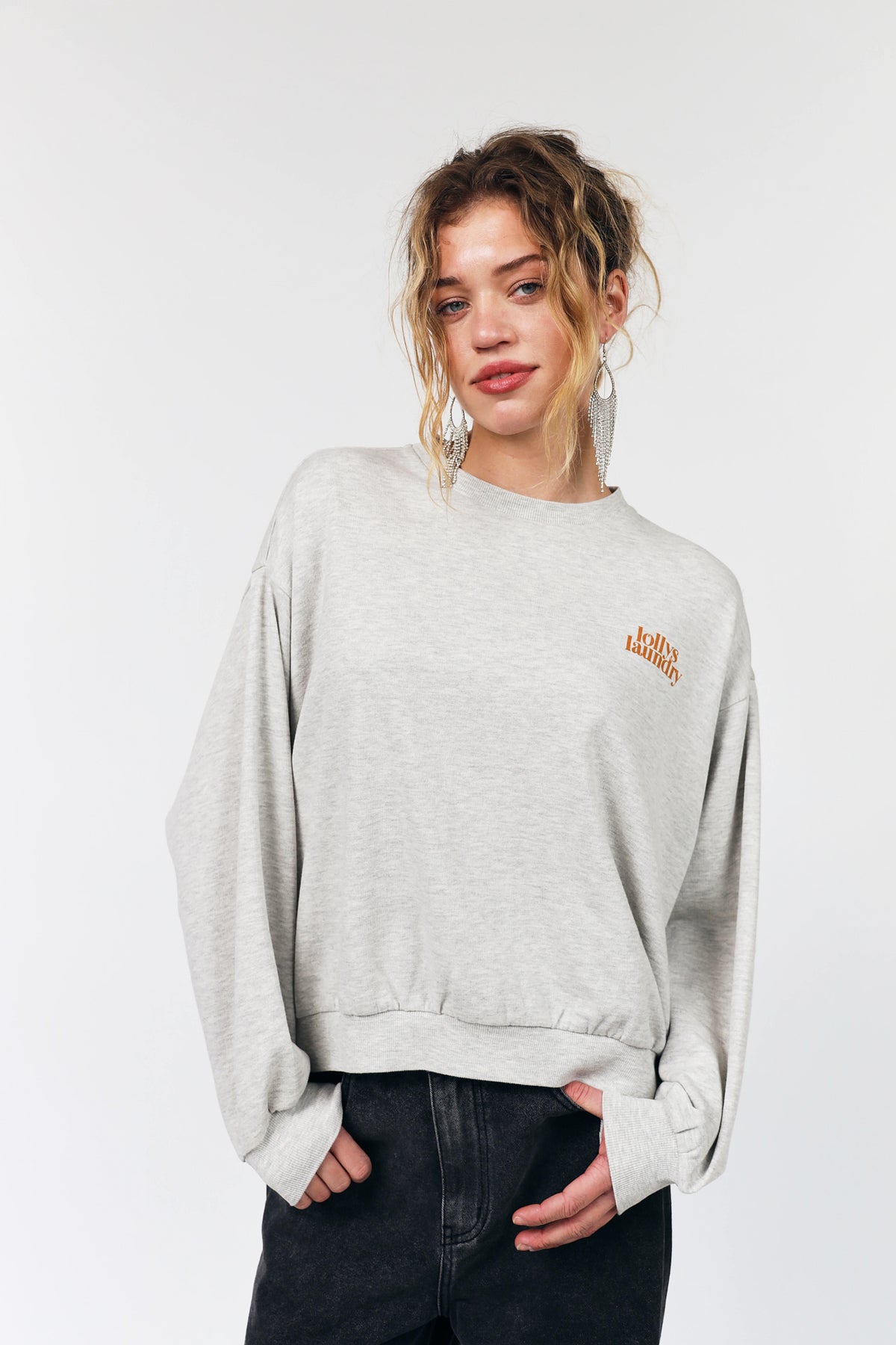 Lollys Laundry SydneyLL Sweatshirt Schmetterling Sweatshirt Hellgrau Melange