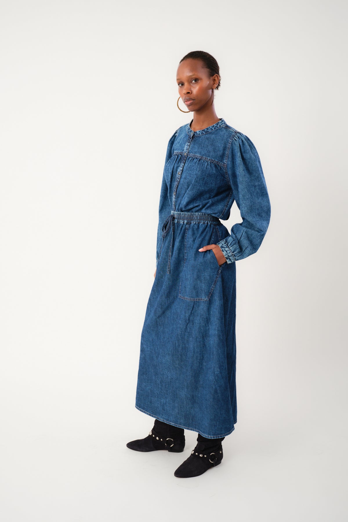 Lollys Laundry AkaneLL Maxi Röcke Skirt Blaues Denim