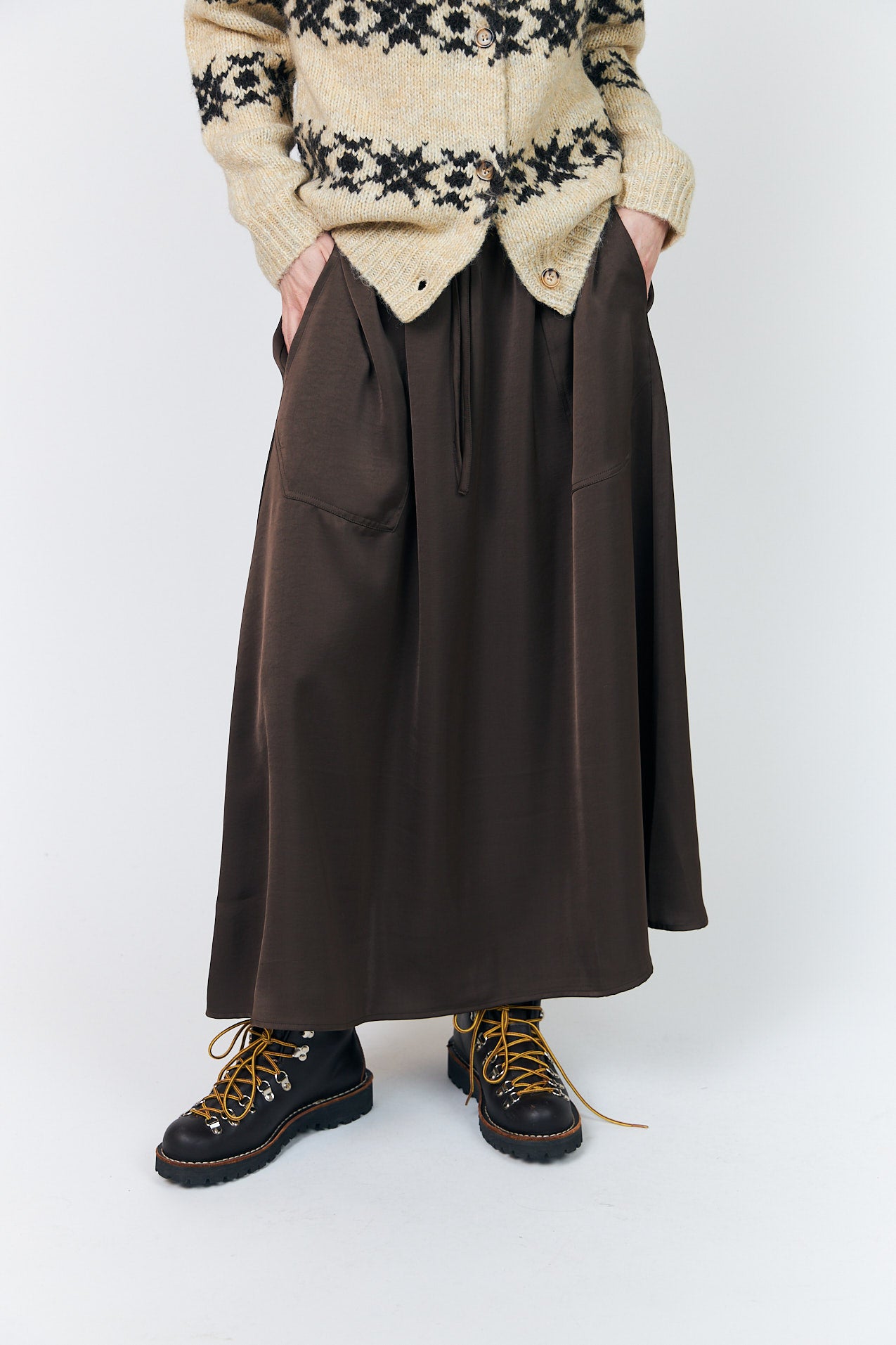Lollys Laundry AkaneLL Midi Rock Skirt Dunkelbraun