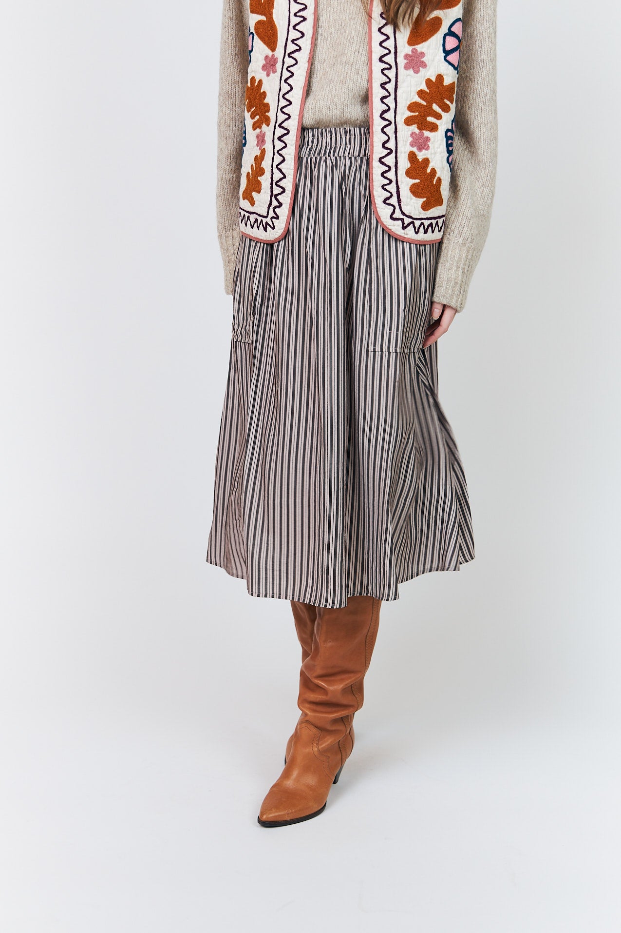 Lollys Laundry AkaneLL Midi Rock Skirt 08 Beige