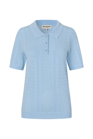 Lollys Laundry AlaiaLL Strickpolo T-shirt Hellblau