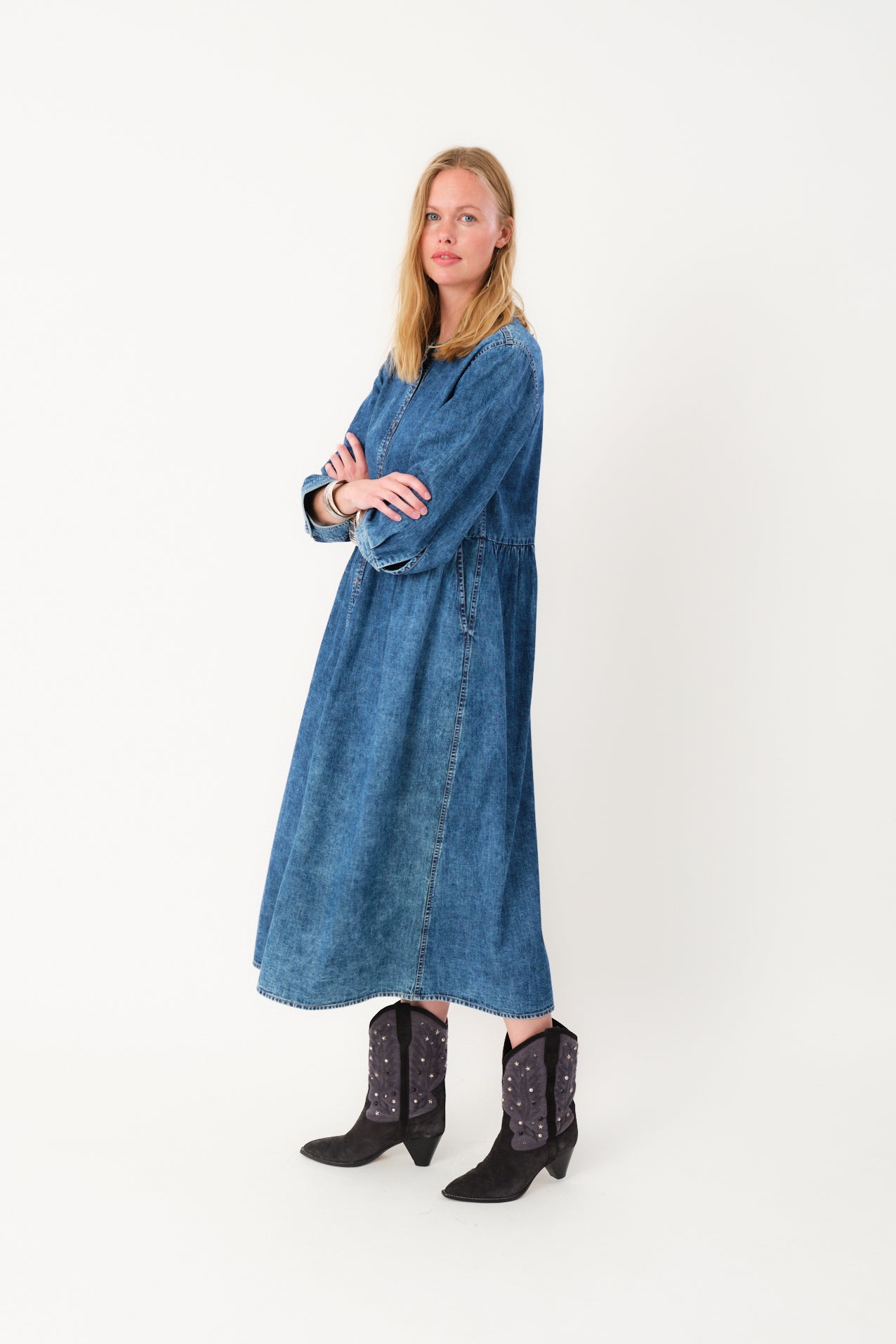 Lollys Laundry AliyaLL Maxi Kleid Dress 100 Washed Denim