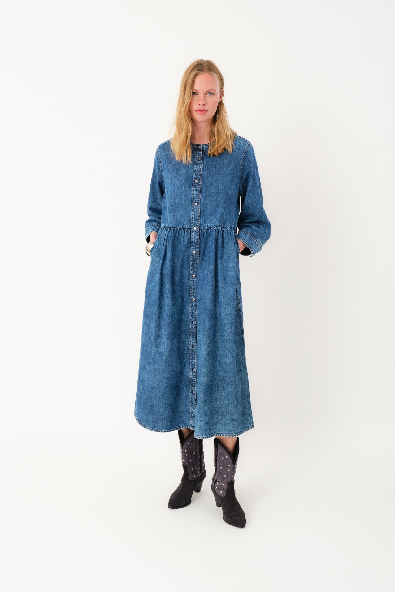 Lollys Laundry AliyaLL Maxi Kleid Dress 100 Washed Denim