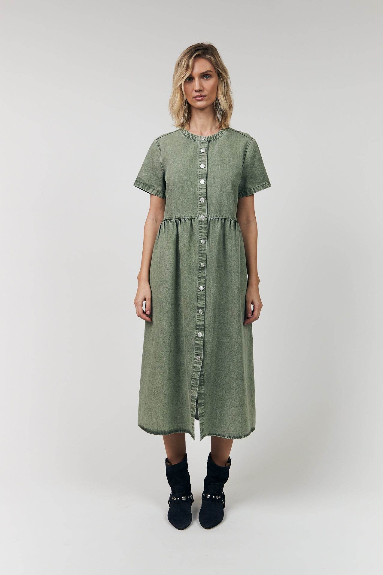 Lollys Laundry AliyaLL Midi Kleid Dress Gedämpftes Grün