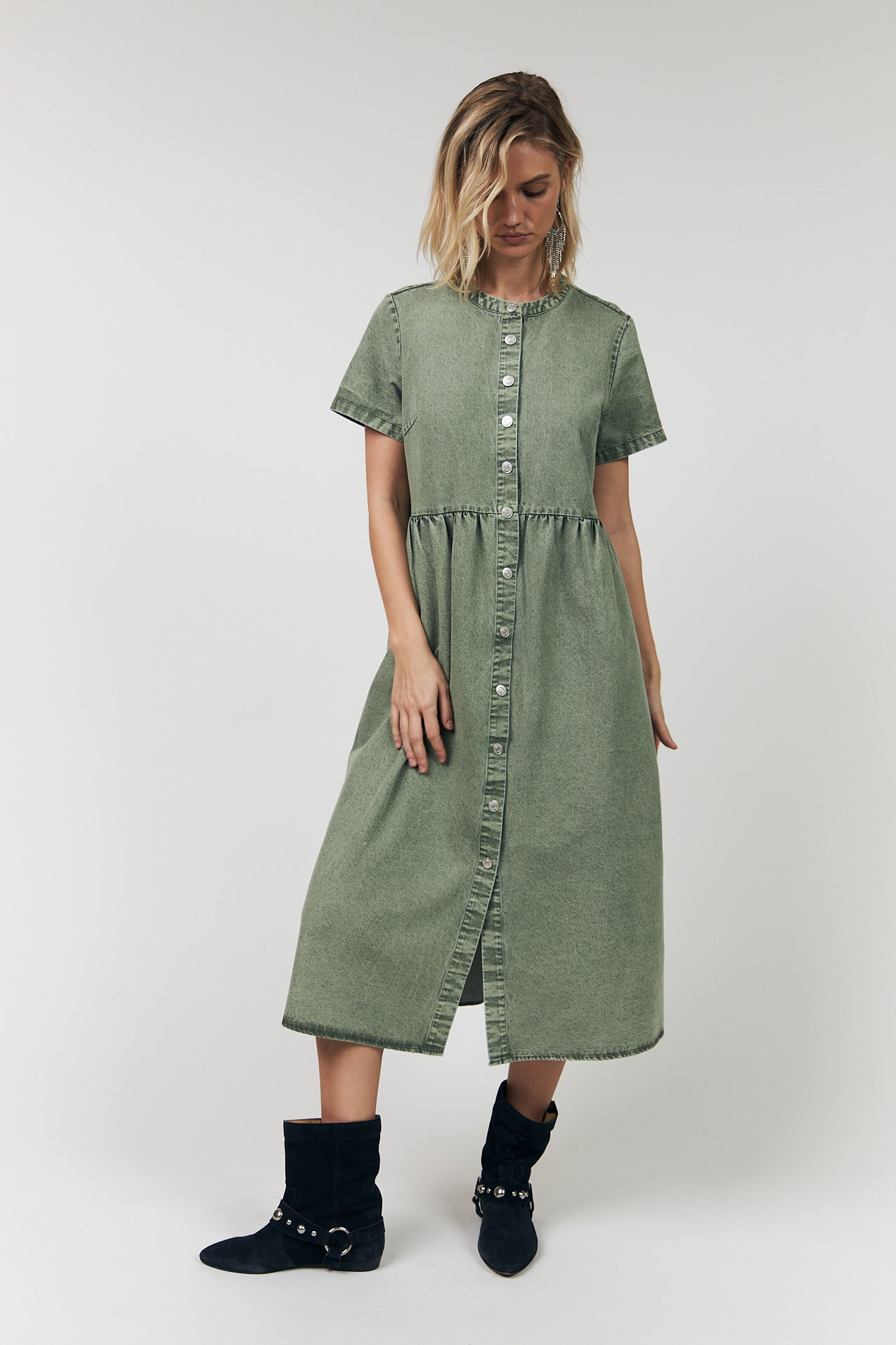 Lollys Laundry AliyaLL Midi Kleid Dress Gedämpftes Grün