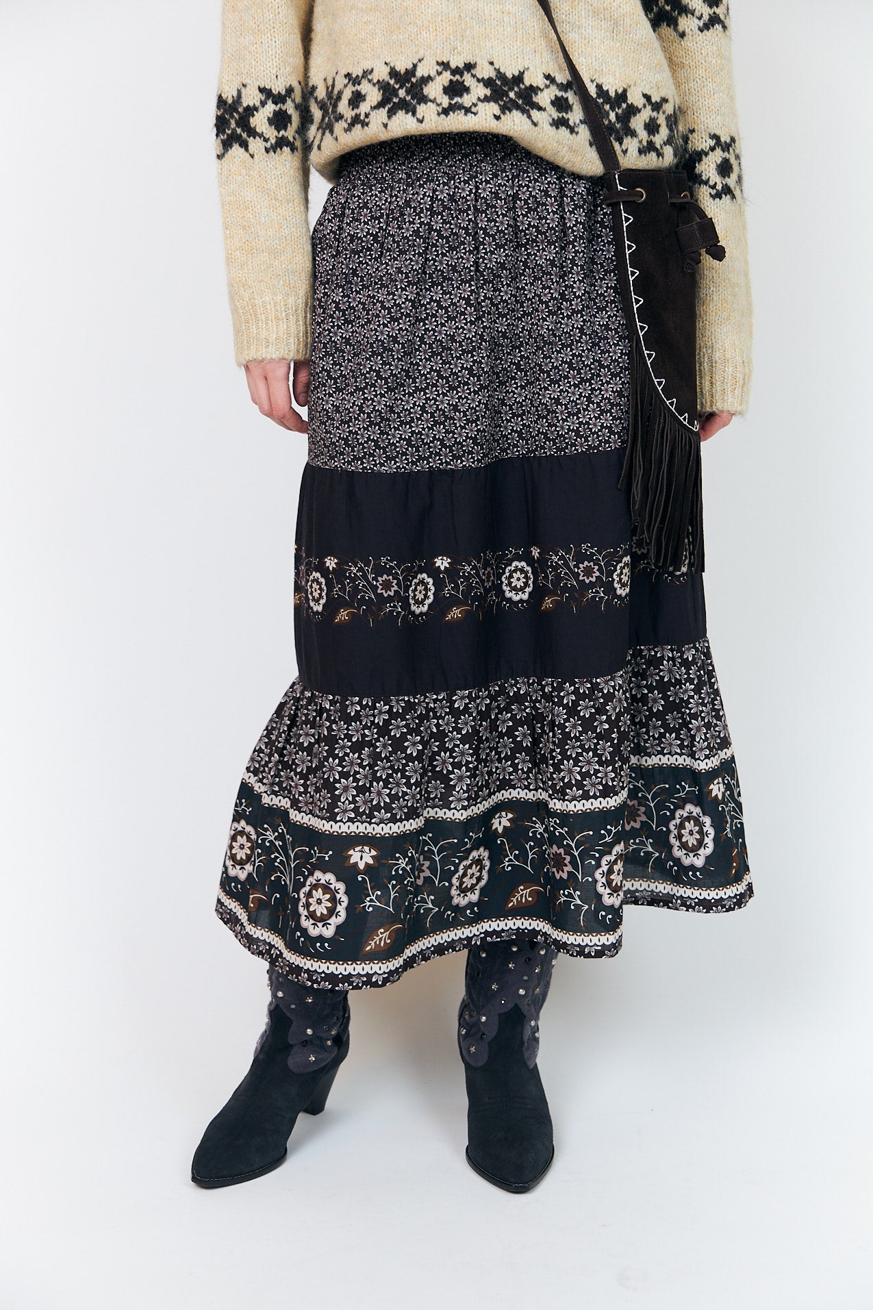 Lollys Laundry AmondLL Midi Rock Skirt Dunkelbraun