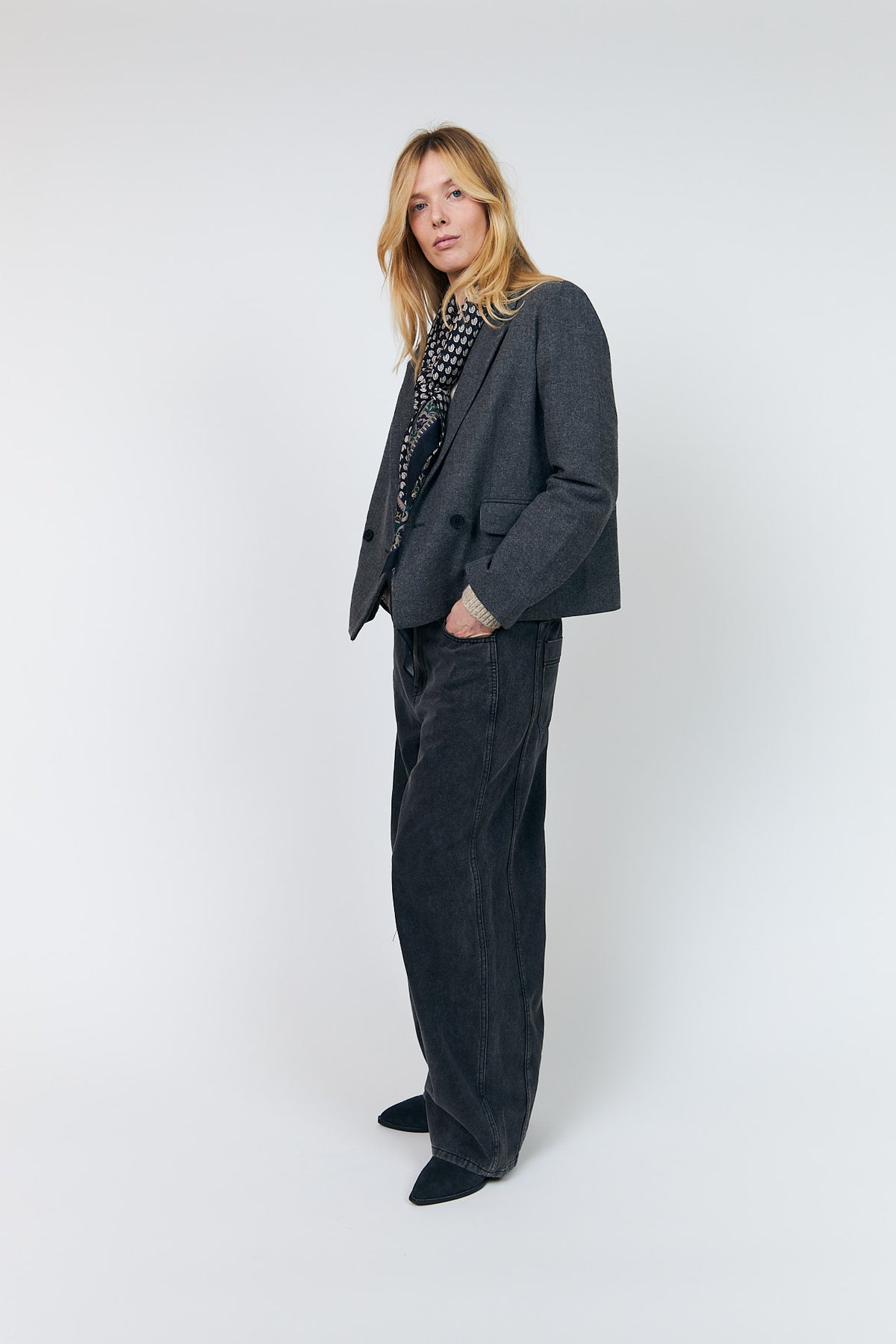 Lollys Laundry AntonellaLL kurzer Blazer Blazer Dunkelgrau Melange