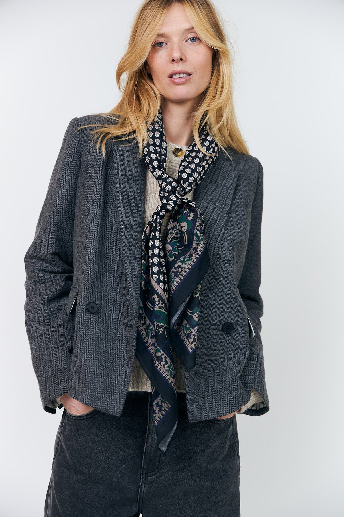 Lollys Laundry AntonellaLL kurzer Blazer Blazer Dunkelgrau Melange