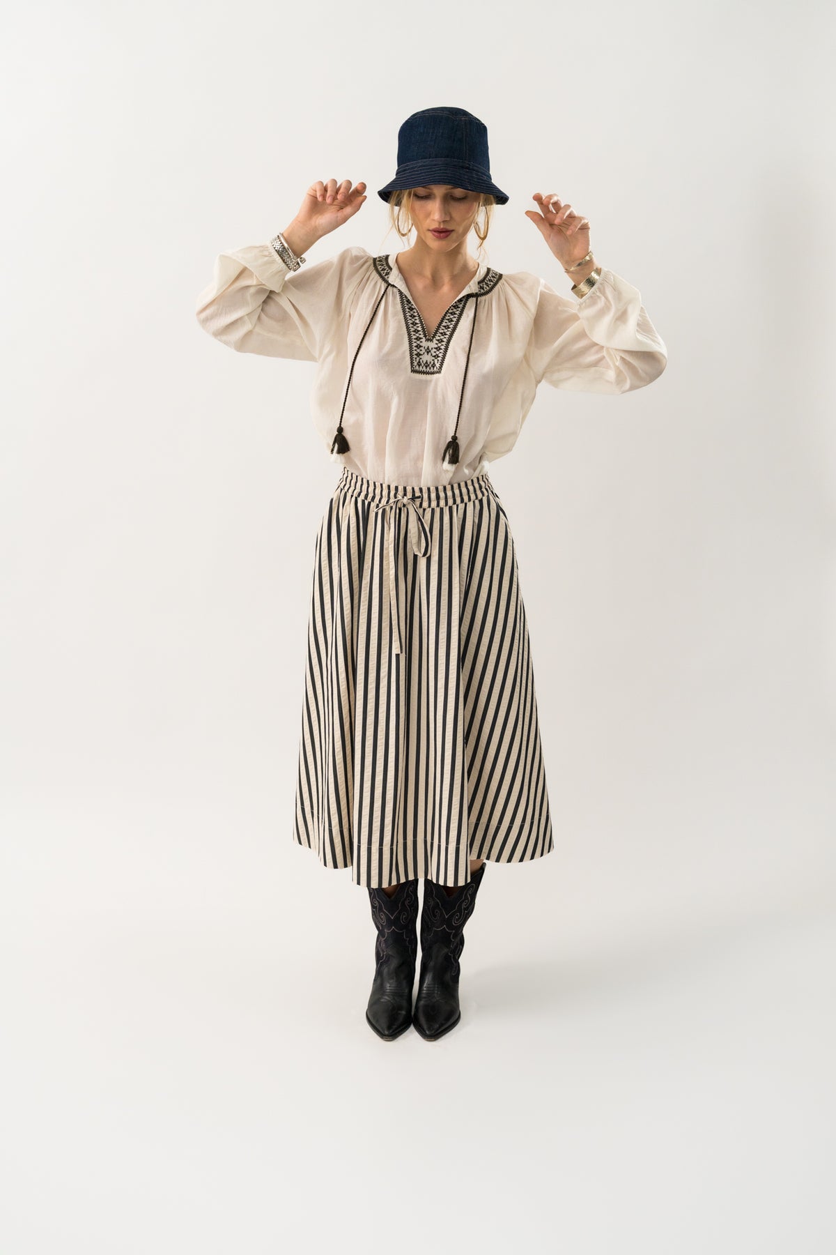 Lollys Laundry BristolLL Midi Rock Skirt Streifen
