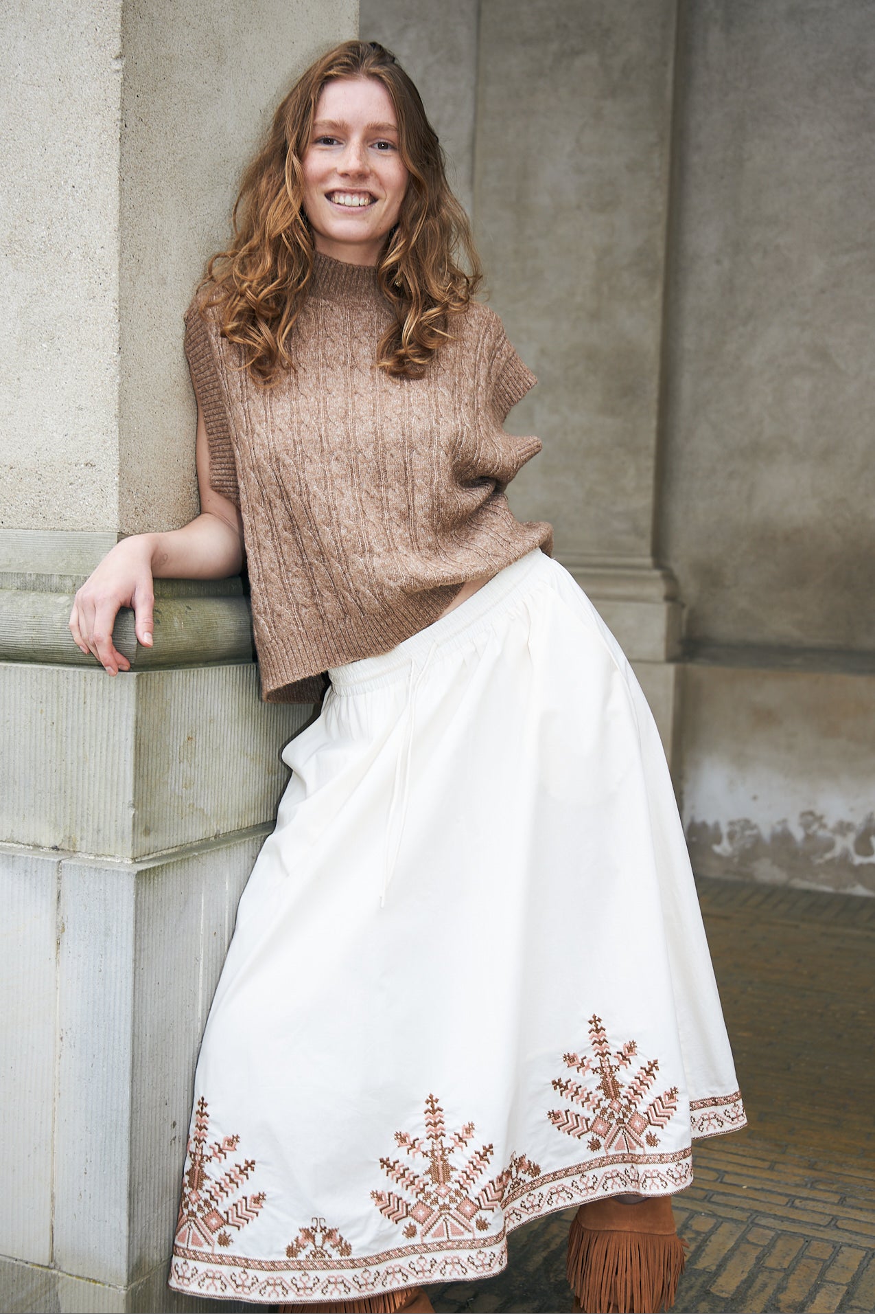 Lollys Laundry BristolLL Midi Rock Skirt Creme