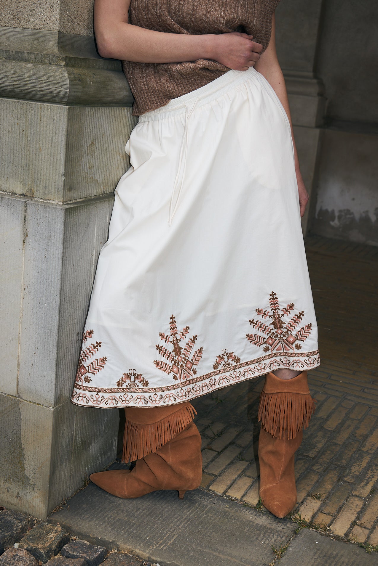 Lollys Laundry BristolLL Midi Rock Skirt Creme