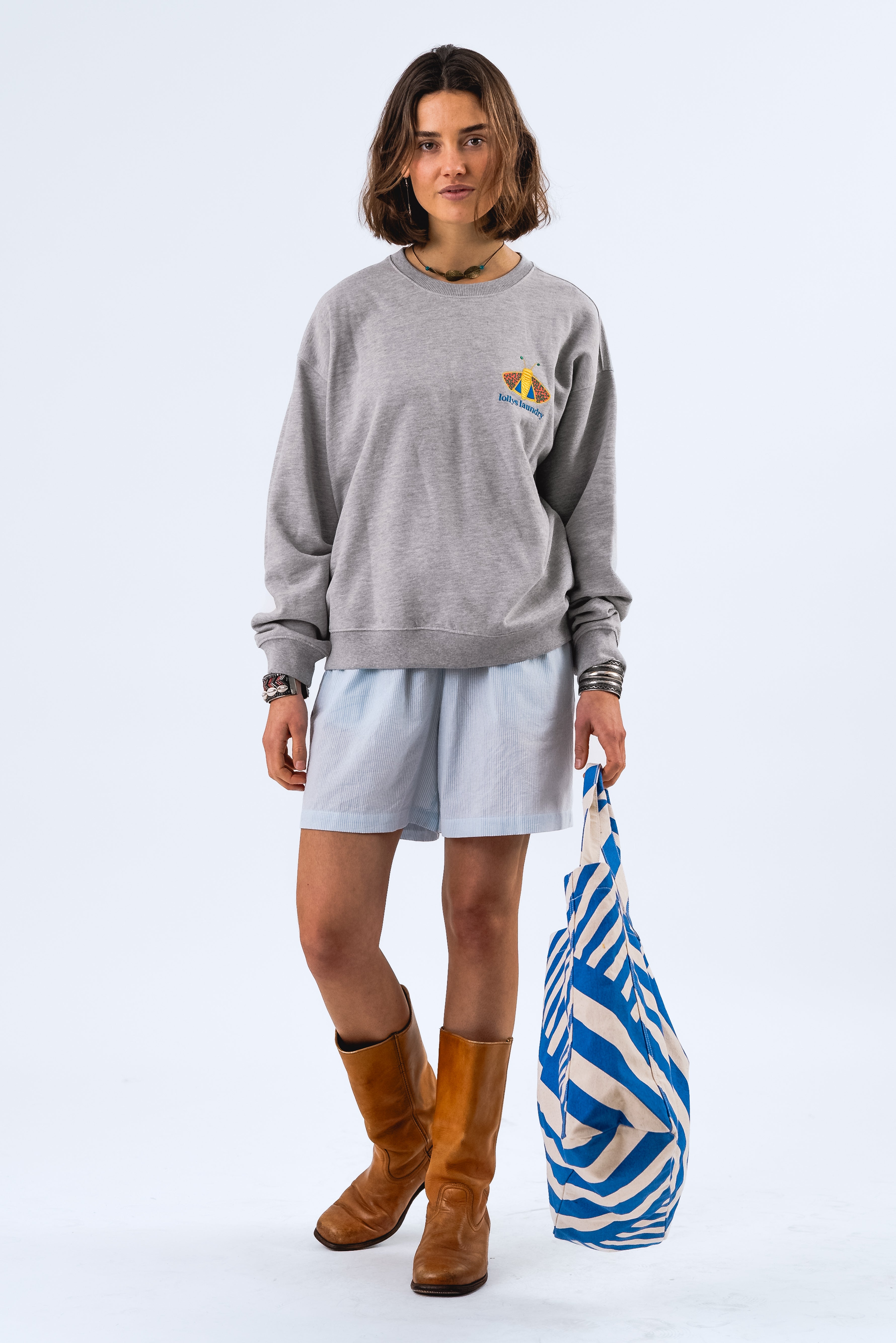 Lollys Laundry CaliforniaLL SweatHemdbluse Sweatshirt 13 Light Grey Melange
