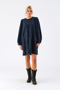 CarlaLL Short Dress LS - Dark Blue