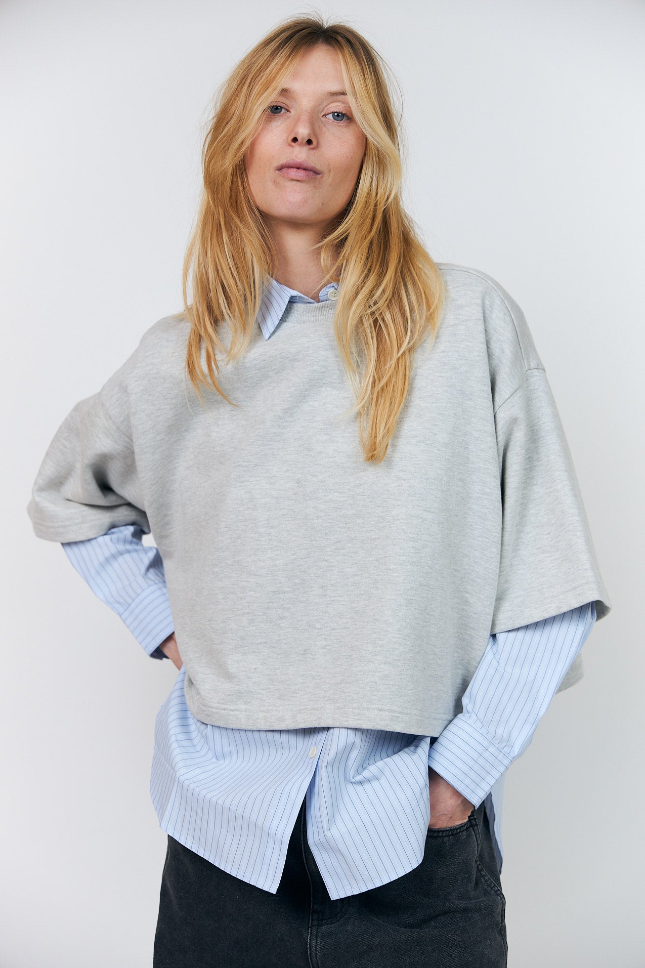 Lollys Laundry DanLL Boxy Sweatshirt Sweatshirt Hellgrau Melange
