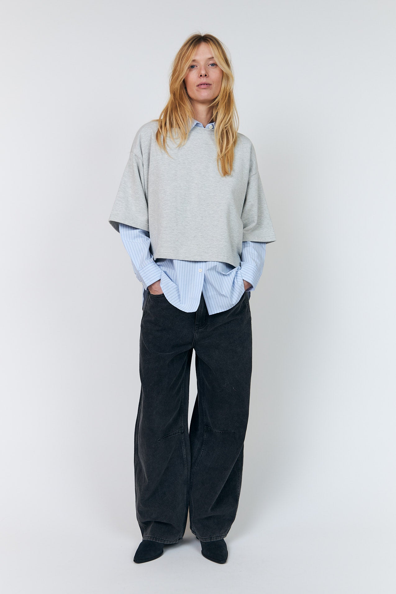 Lollys Laundry DanLL Boxy Sweatshirt Sweatshirt Hellgrau Melange