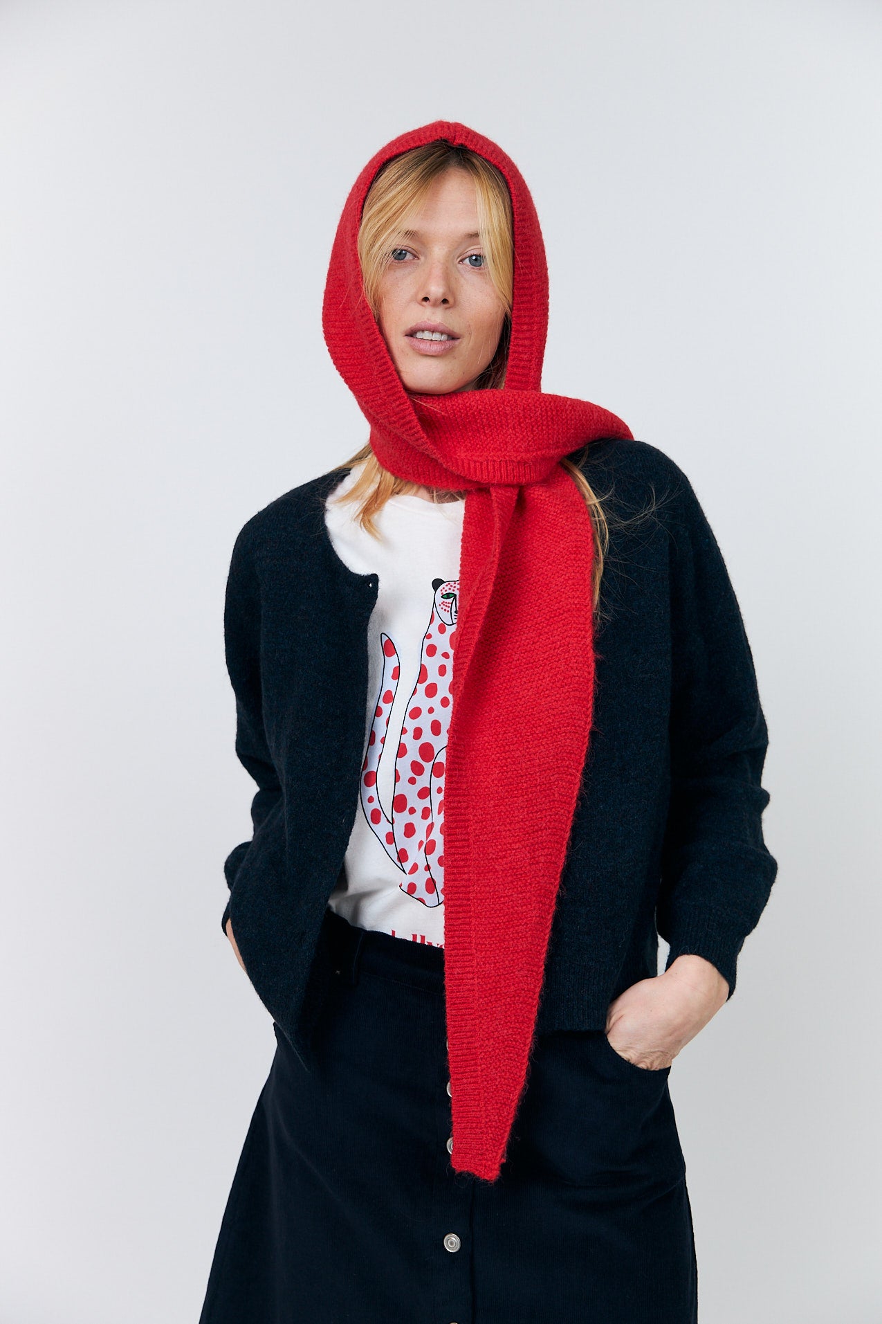 Lollys Laundry EliseLL Strick Hood Hat Rot