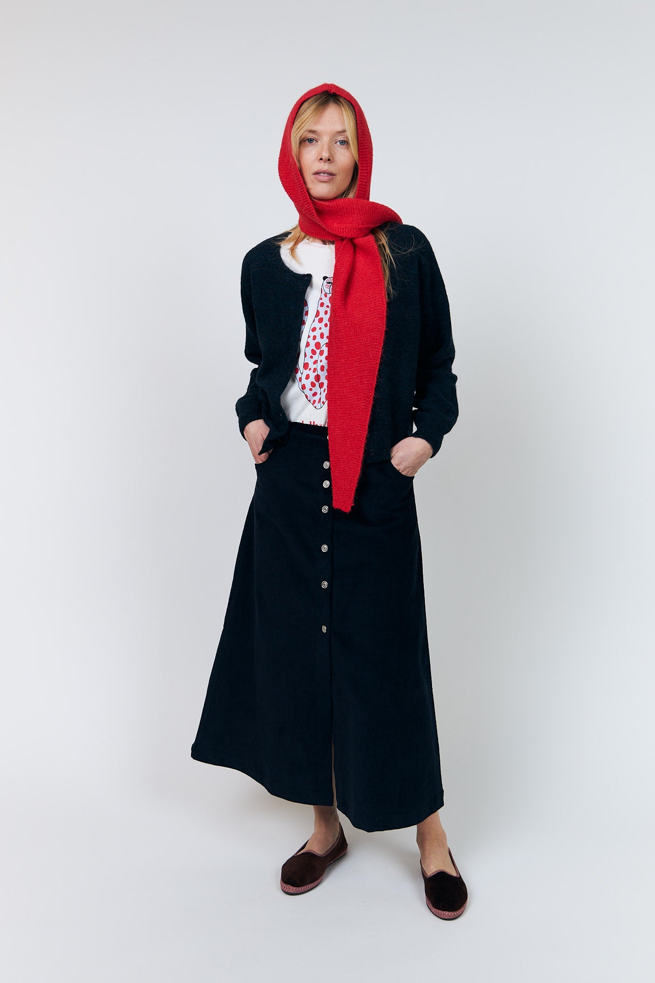 Lollys Laundry EliseLL Strick Hood Hat Rot