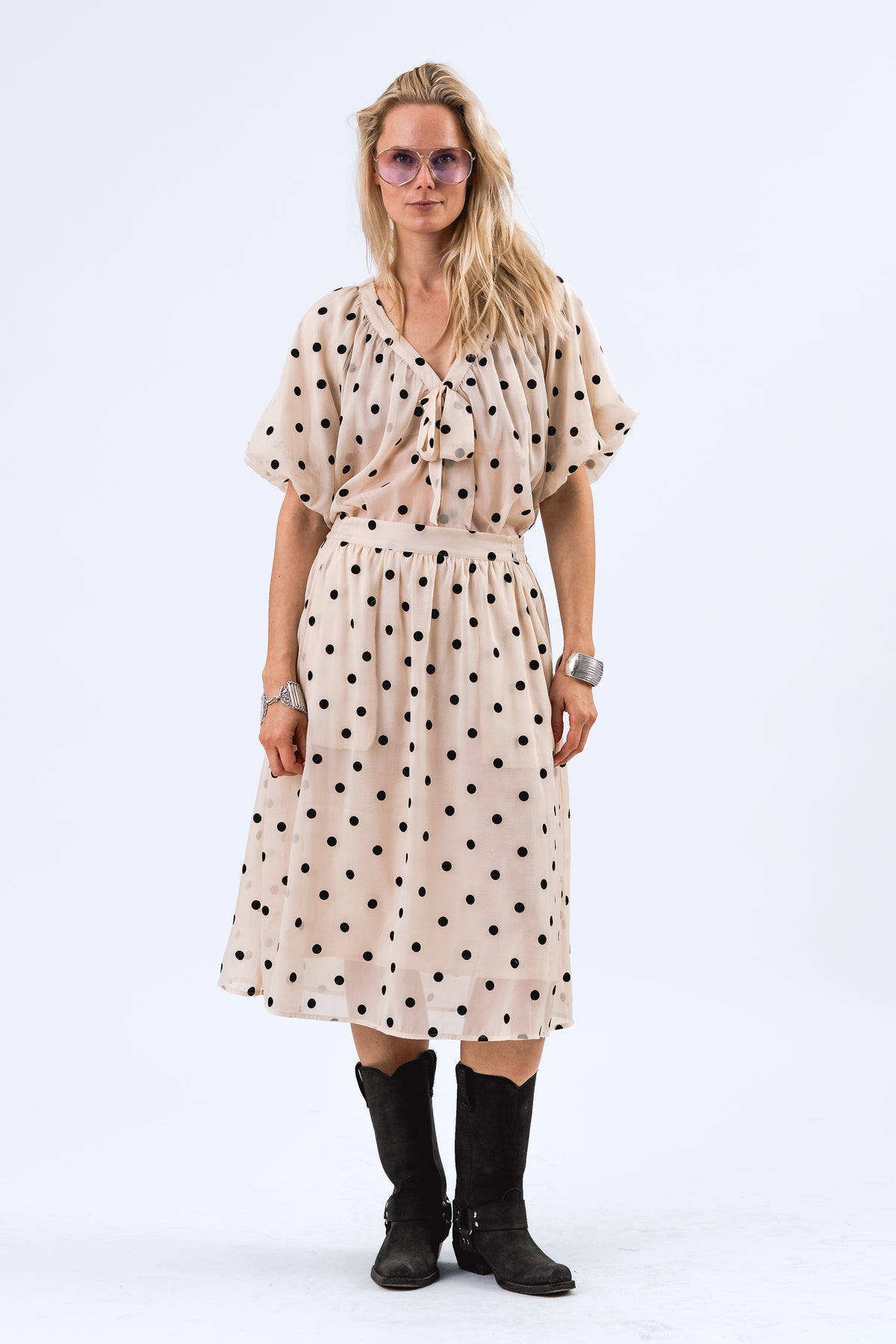 Lollys Laundry EllaLL Midi Rock Skirt Creme