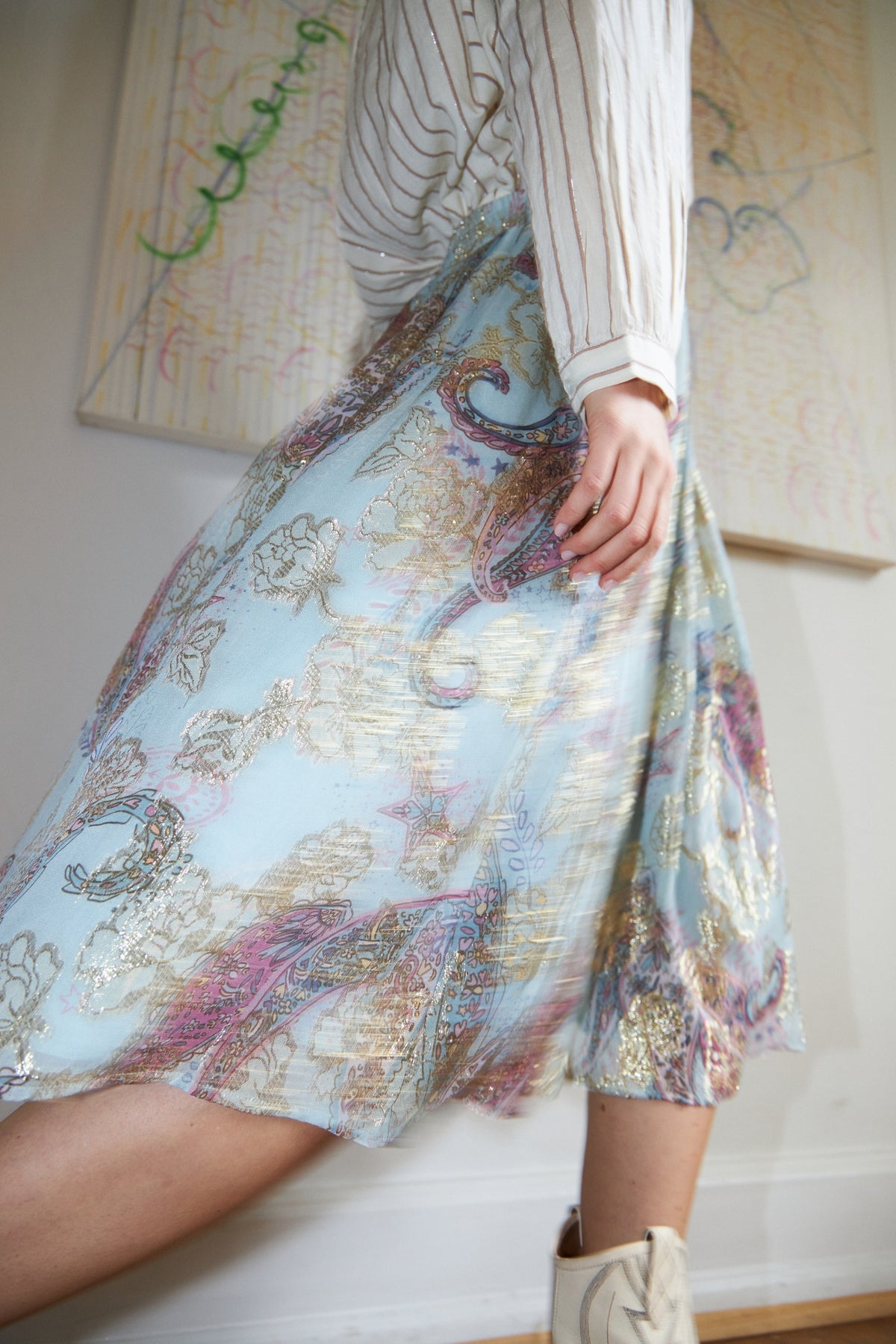 Lollys Laundry EllaLL Midi Skirt Skirt Hellblau